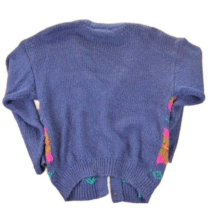 Vintage 1980s Victoria Jones Petites Abstract Knit Cardigan Sweater Women's S - Image 2