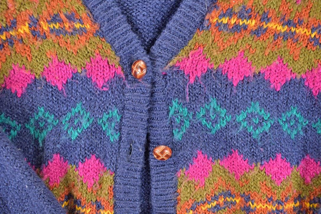 Vintage 1980s Victoria Jones Petites Abstract Knit Cardigan Sweater Women's S - Image 3