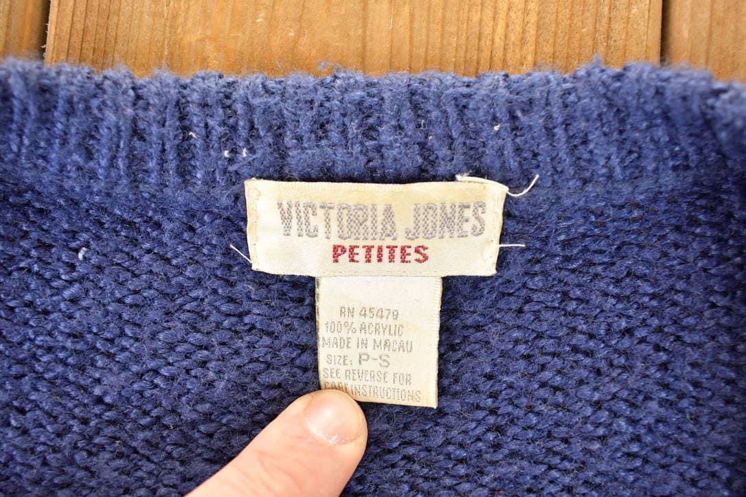 Vintage 1980s Victoria Jones Petites Abstract Knit Cardigan Sweater Women's S - Image 4