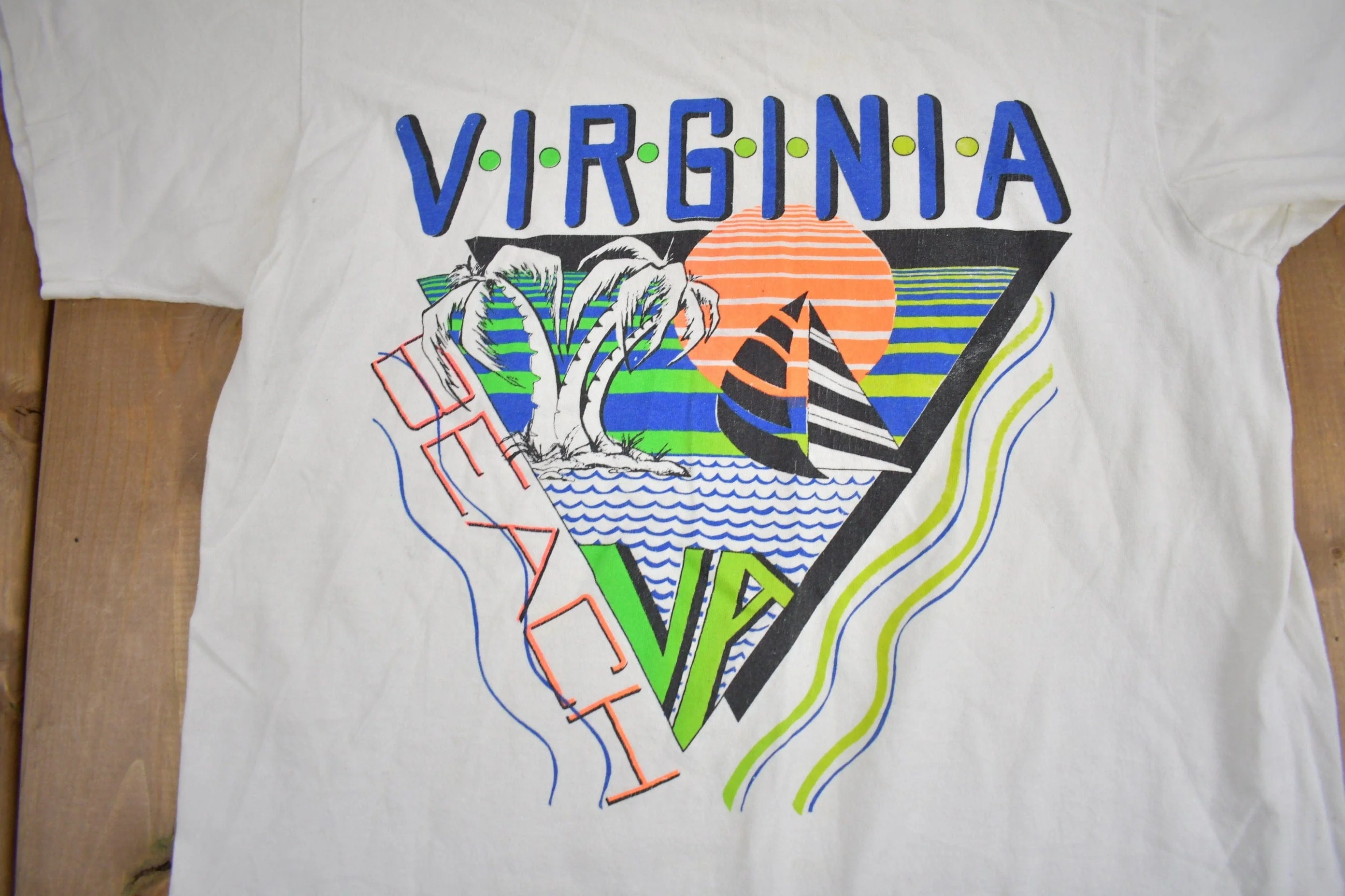 Vintage 1980s Virginia Beach Souvenir T Shirt Men's Medium - Image 3