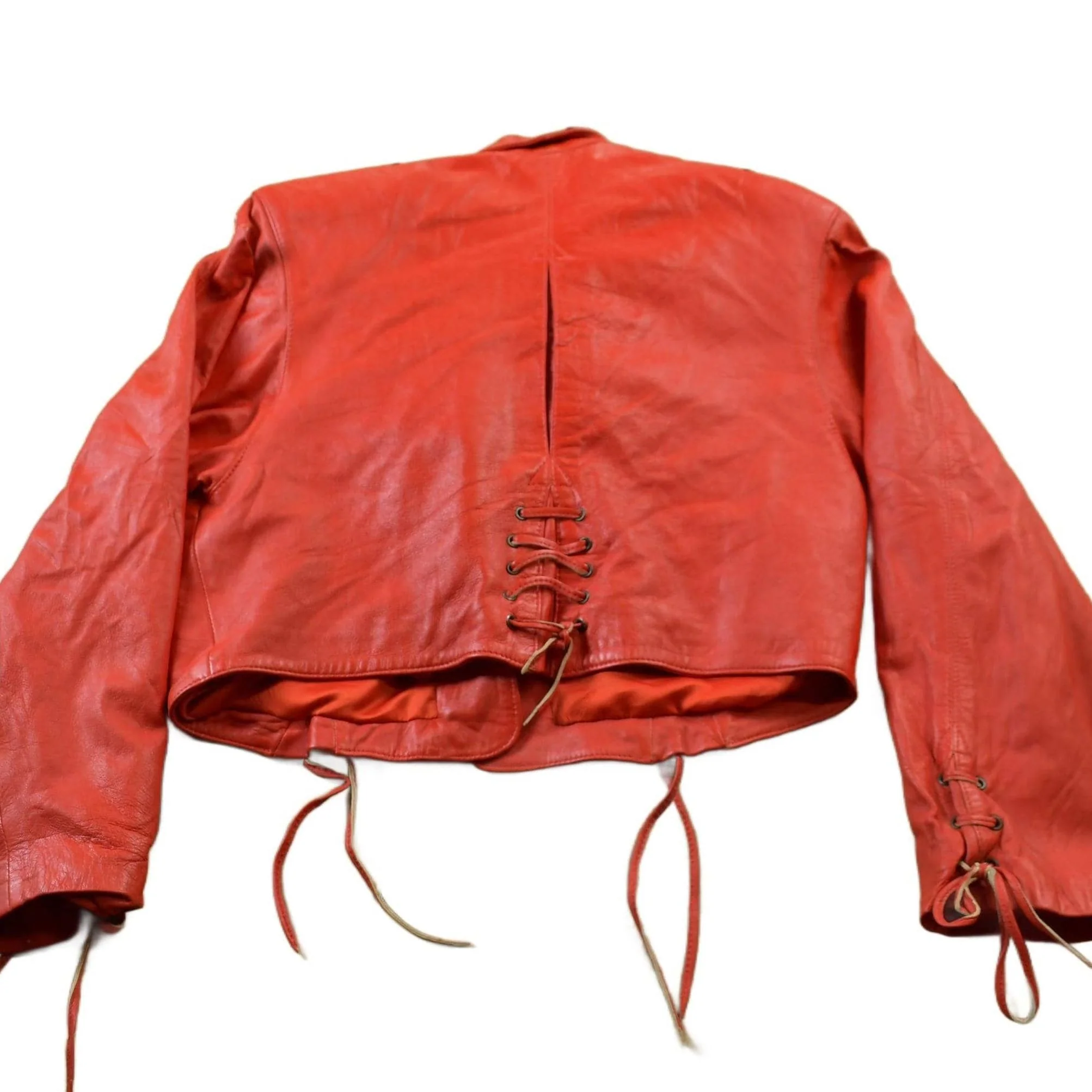 Vintage 1980s Womens Leather Braid Stud Biker Jacket Women's M - Image 2