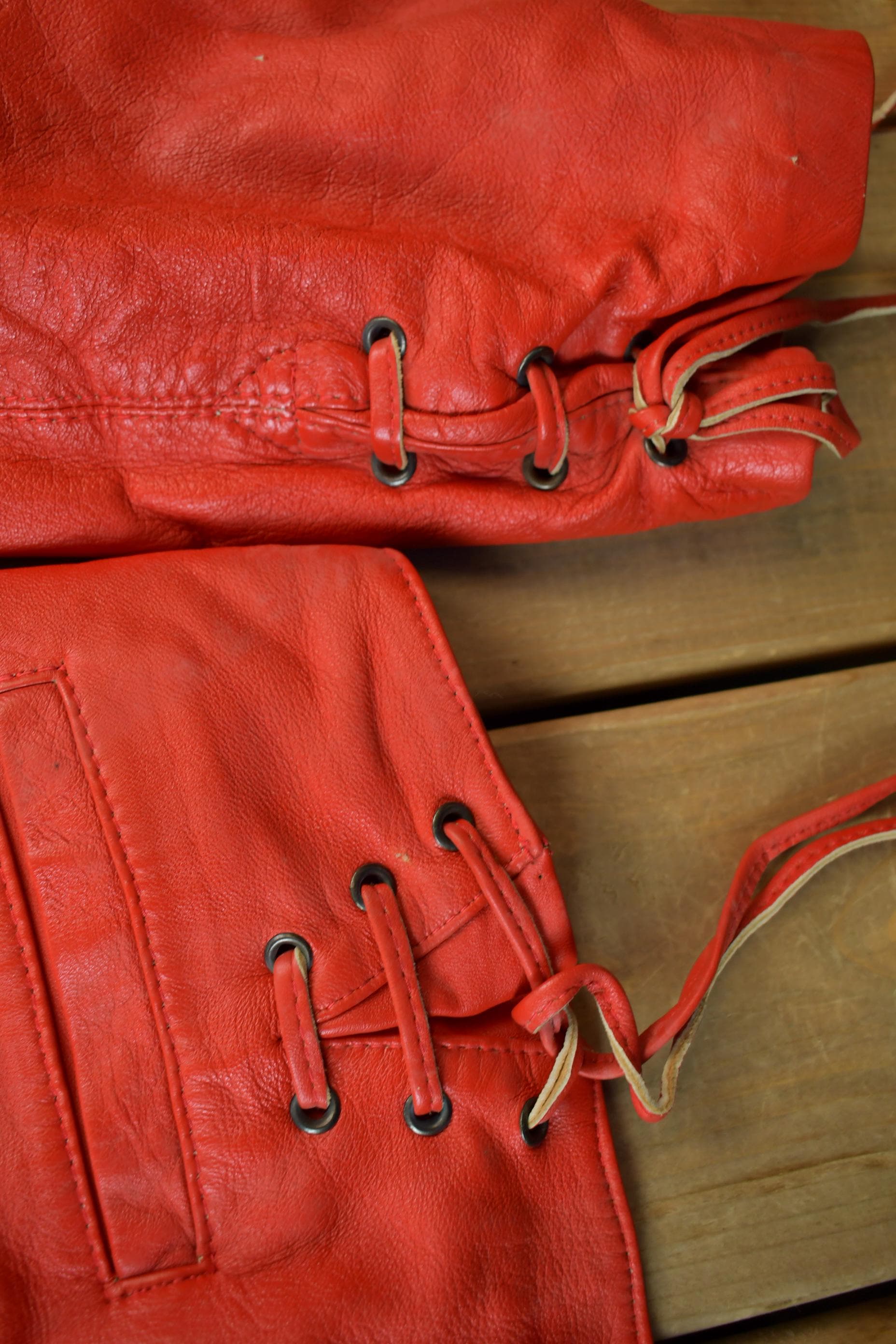 Vintage 1980s Womens Leather Braid Stud Biker Jacket Women's M - Image 6