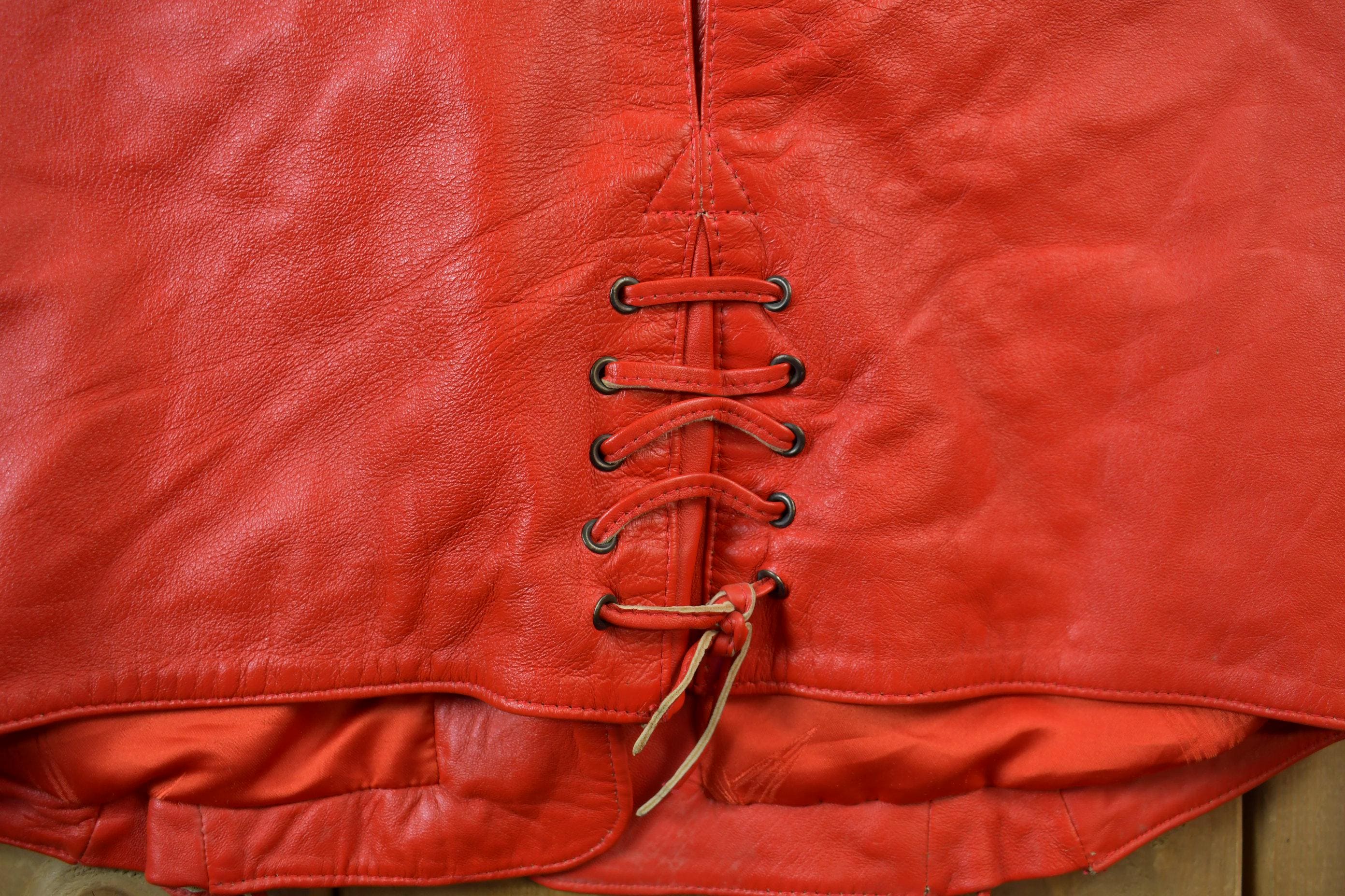 Vintage 1980s Womens Leather Braid Stud Biker Jacket Women's M - Image 7