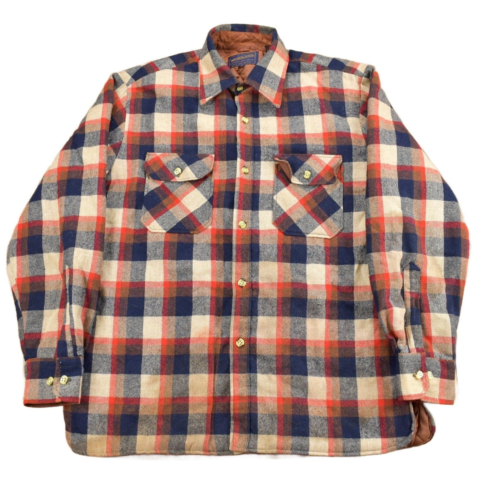 Vintage 1980s Woodland Lined Button Up Wool Shirt Men's Large