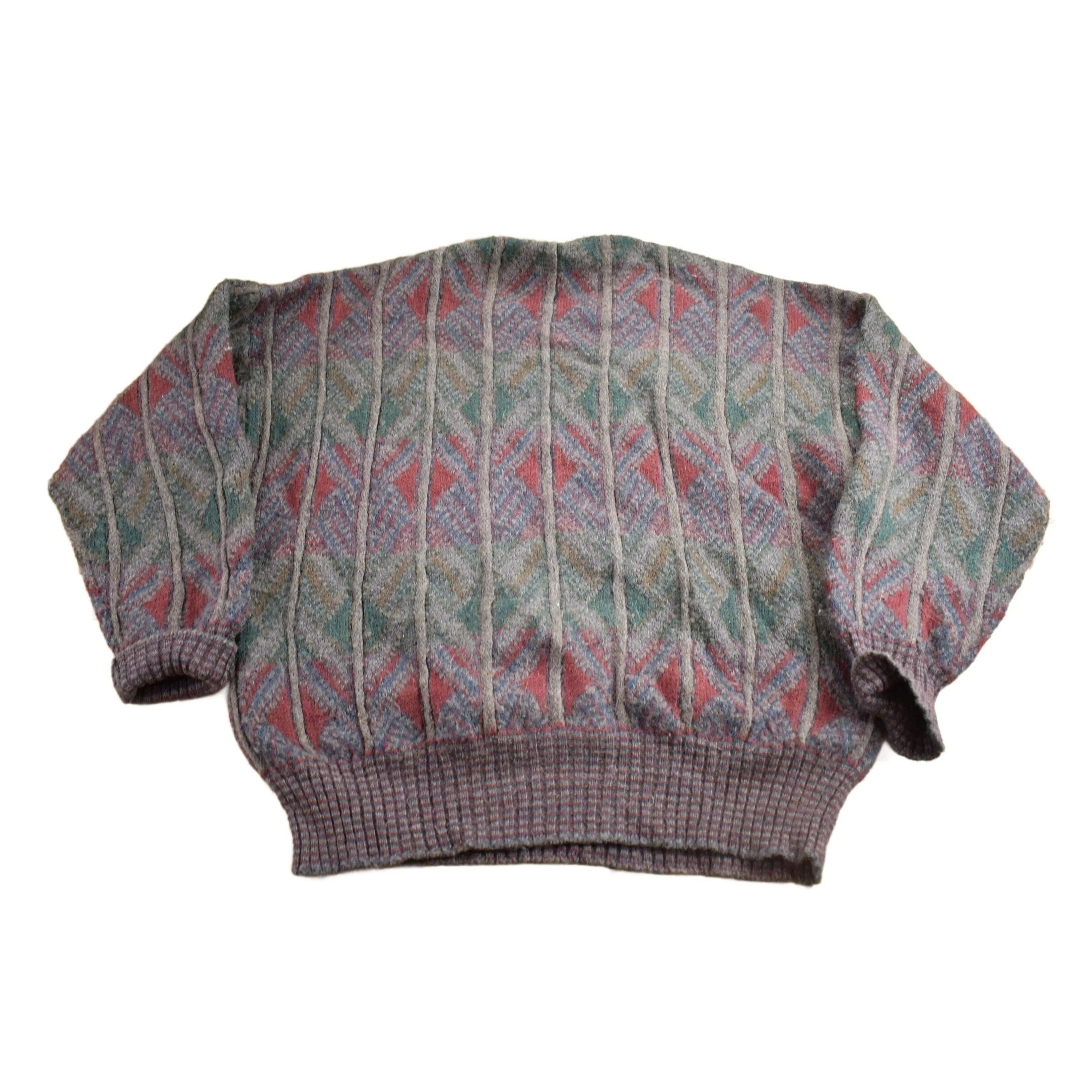 Vintage 1980s Wool Blend Knit Sweater Men's XL - Image 2