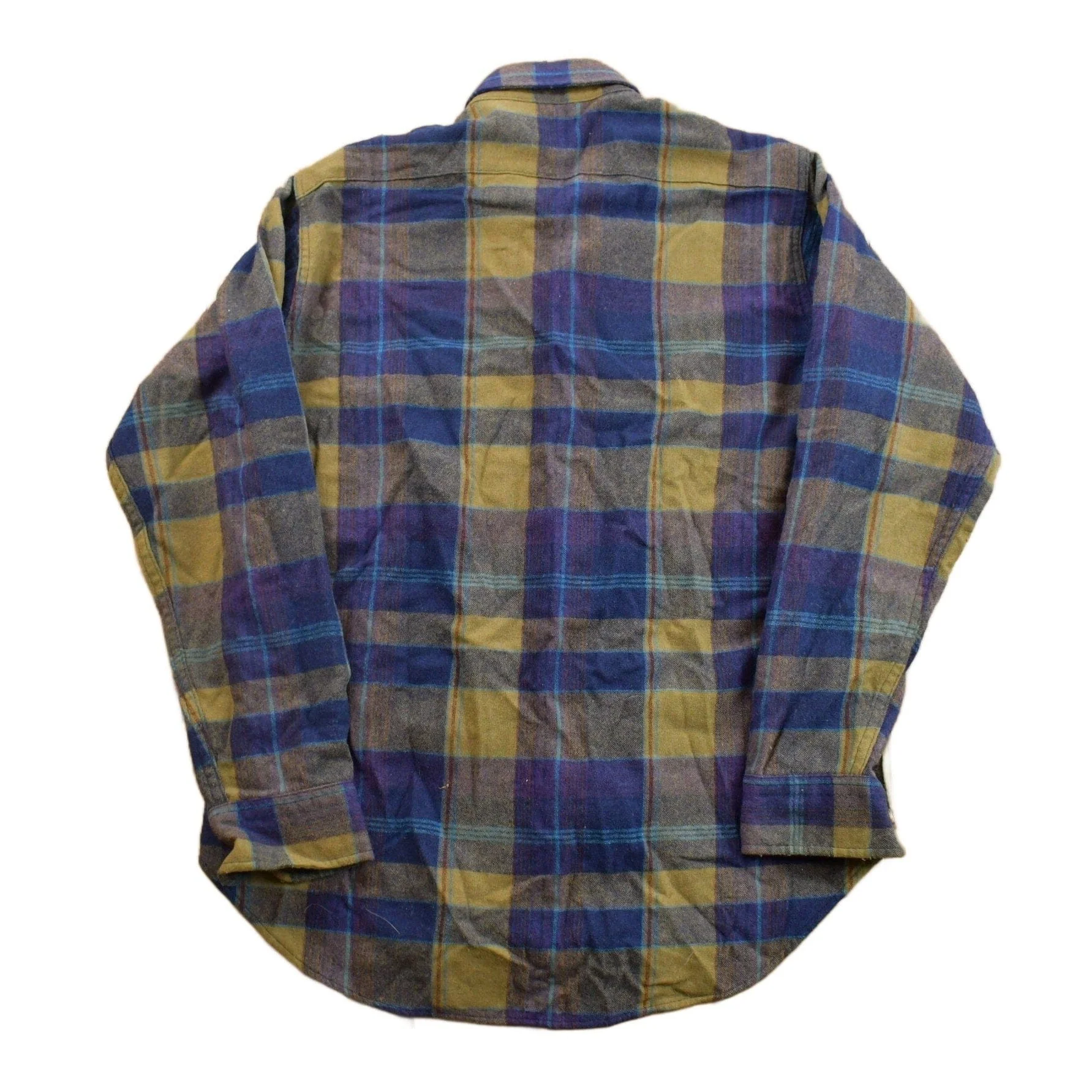 Vintage 1980s Woolrich Blue Plaid Wool Shacket Men's Medium - Image 2