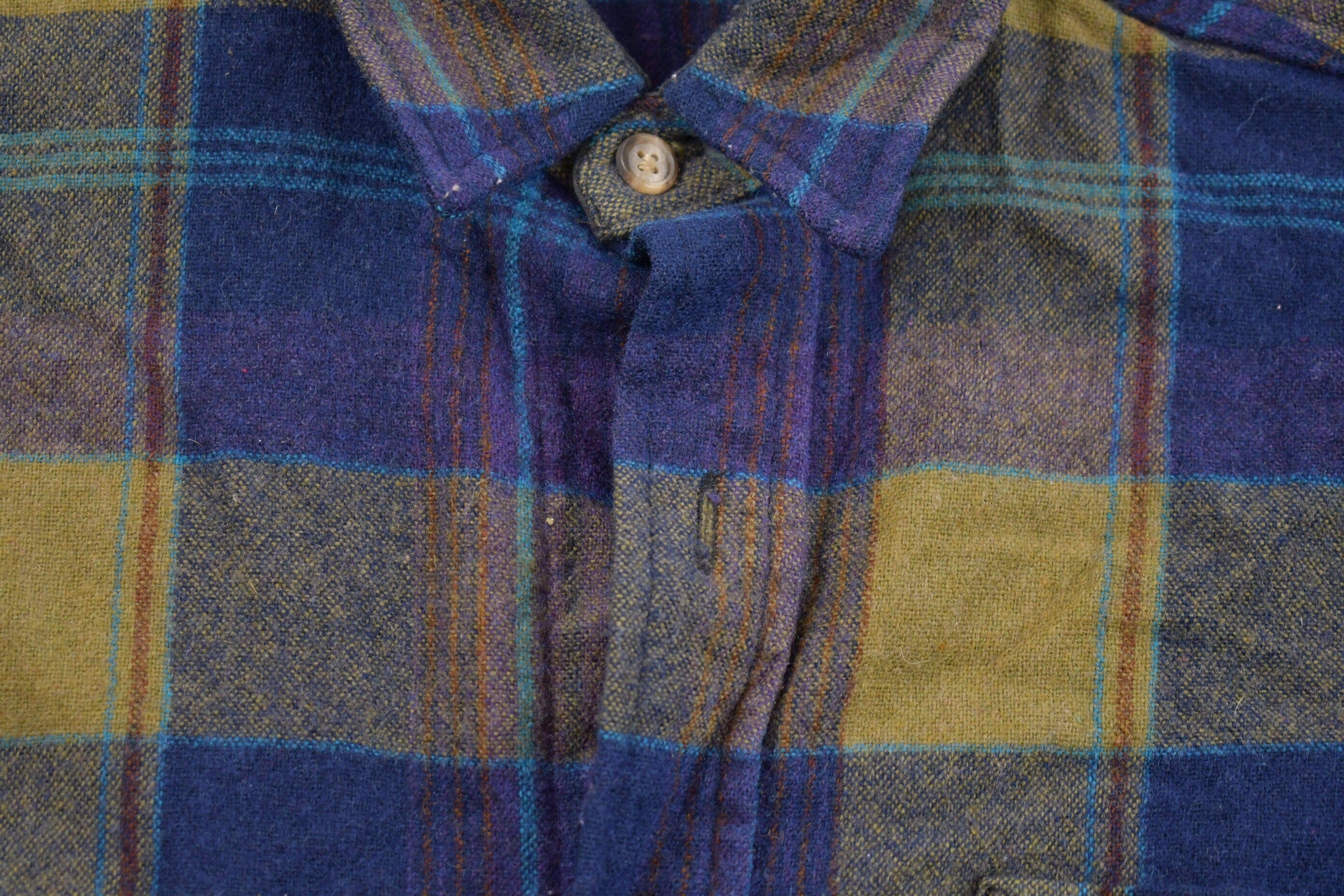 Vintage 1980s Woolrich Blue Plaid Wool Shacket Men's Medium - Image 5