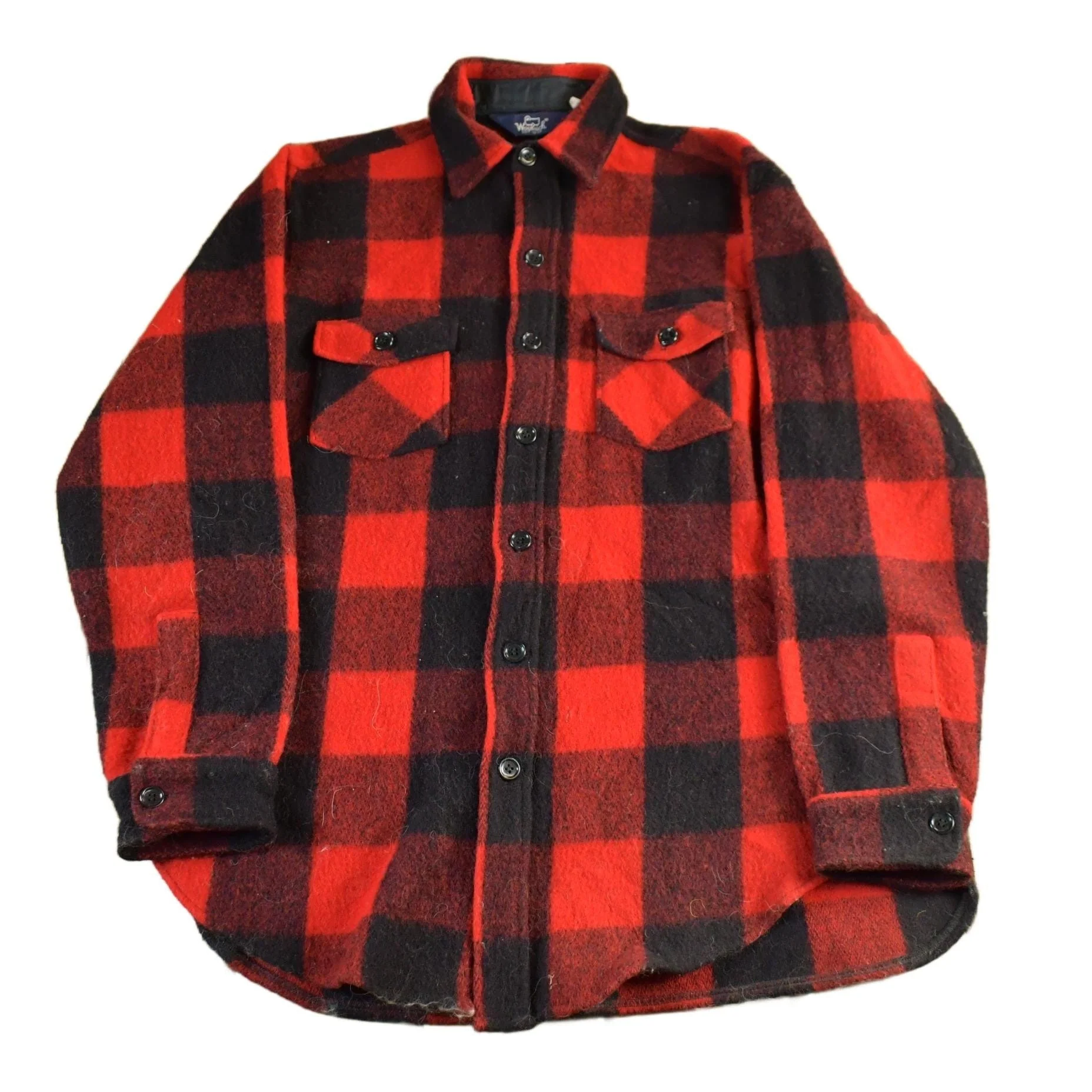 Vintage 1980s Woolrich Buffalo Plaid Flannel Button Up Shirt Men's Large