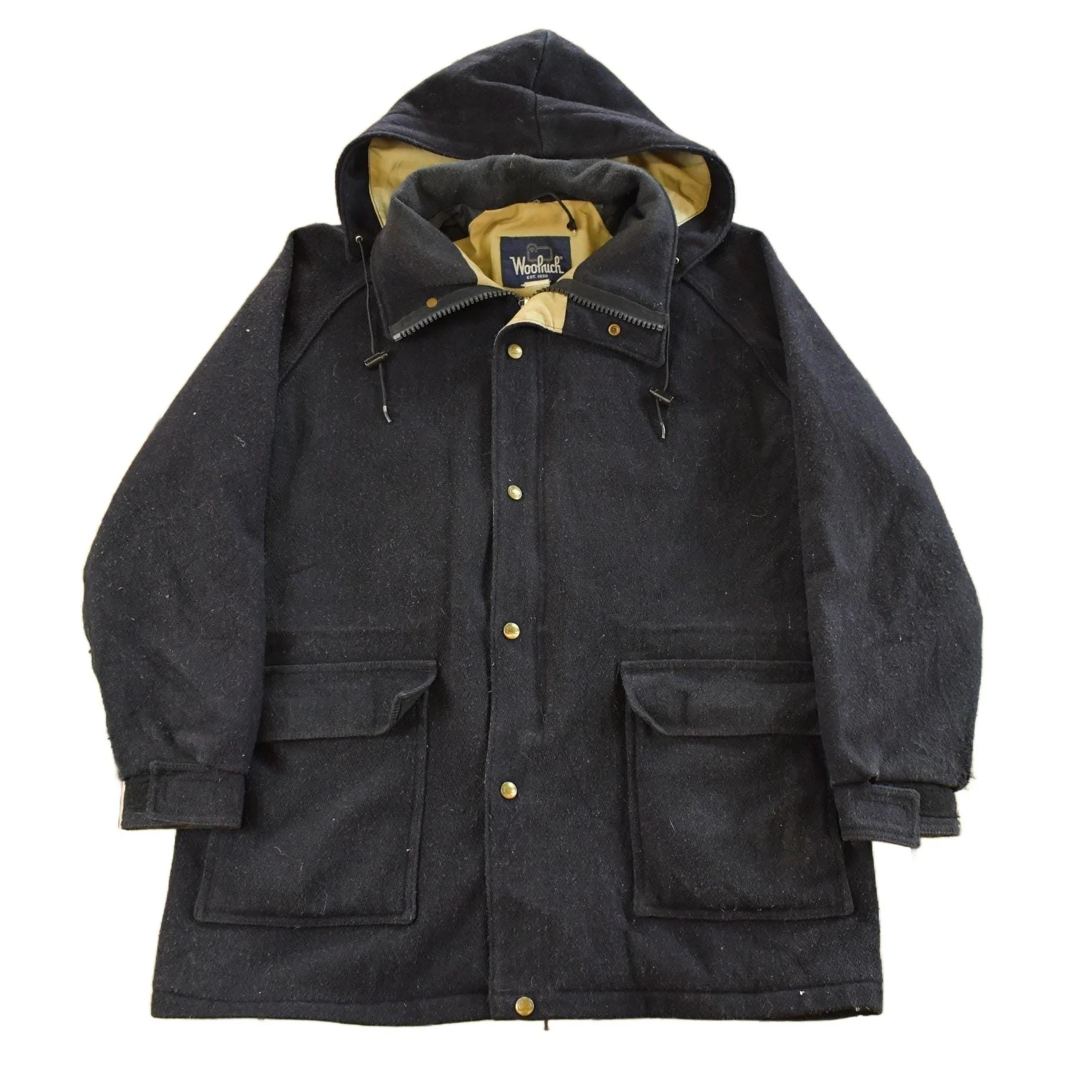 Vintage 1980s Woolrich Wool Hooded Jacket Men's Large