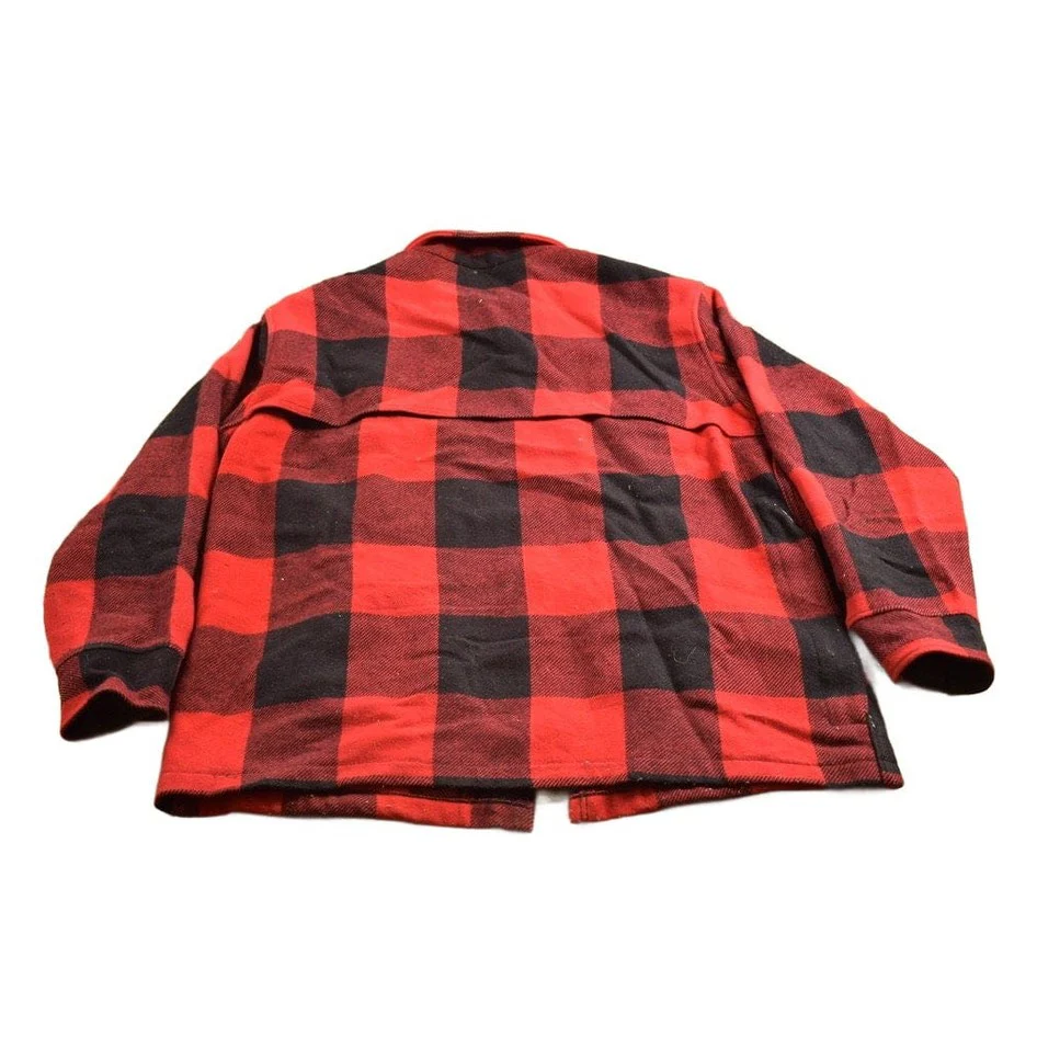 Vintage 1980s Woolrich Wool Plaid Zip Up Shacket Men's XL - Image 2