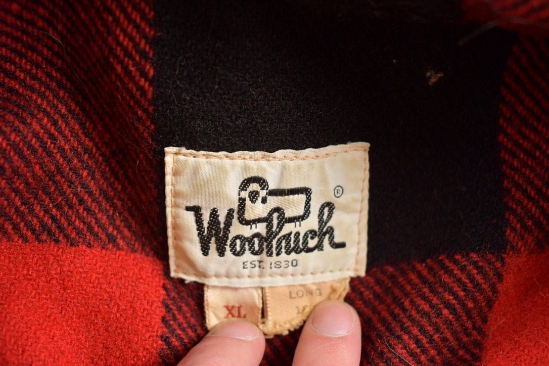 Vintage 1980s Woolrich Wool Plaid Zip Up Shacket Men's XL - Image 3