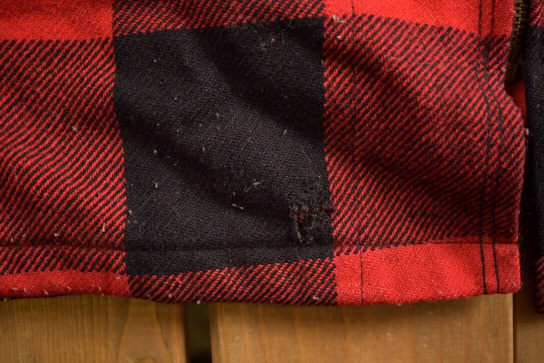 Vintage 1980s Woolrich Wool Plaid Zip Up Shacket Men's XL - Image 6