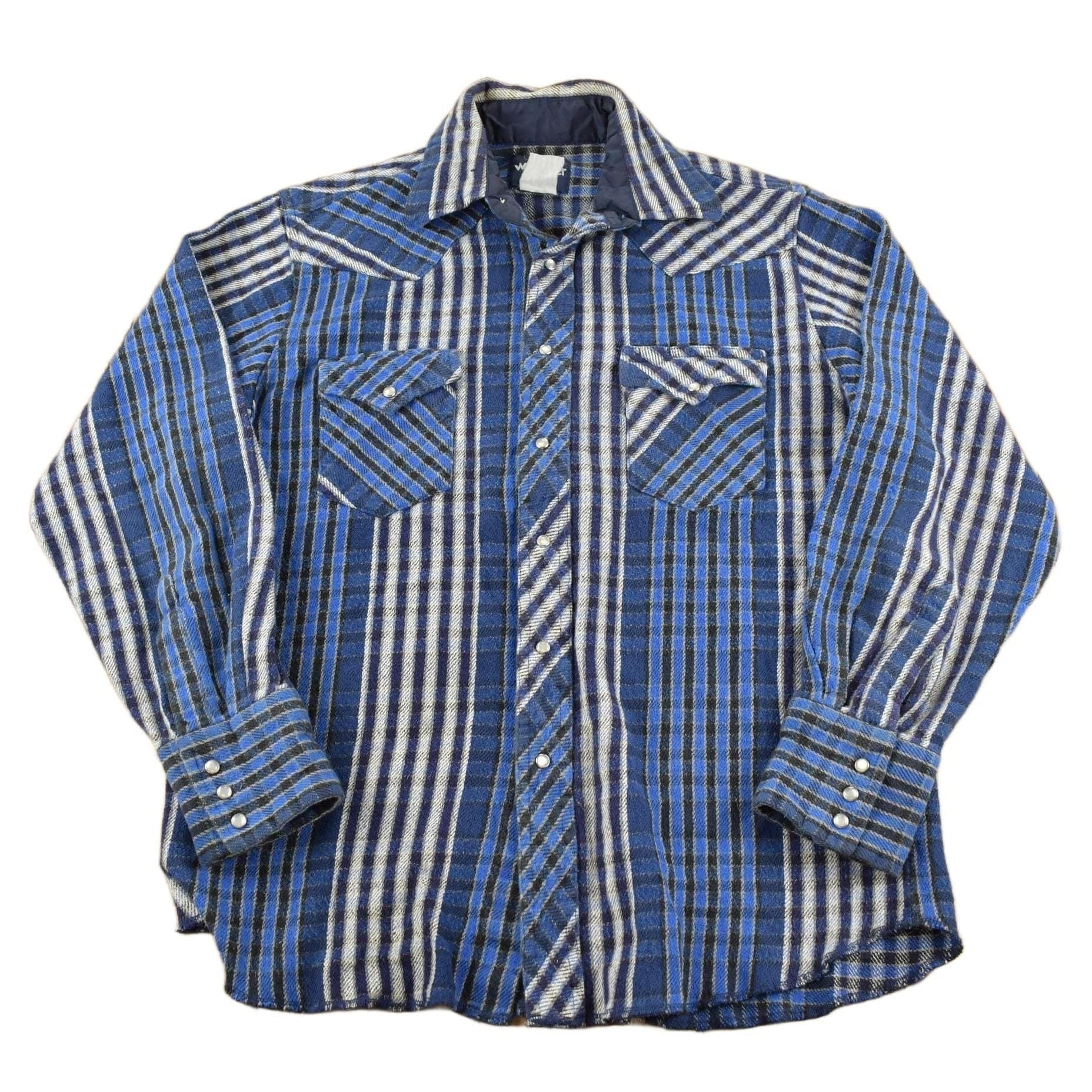 Vintage 1980s Wrangler Plaid Button Up Western Shirt Men's Medium