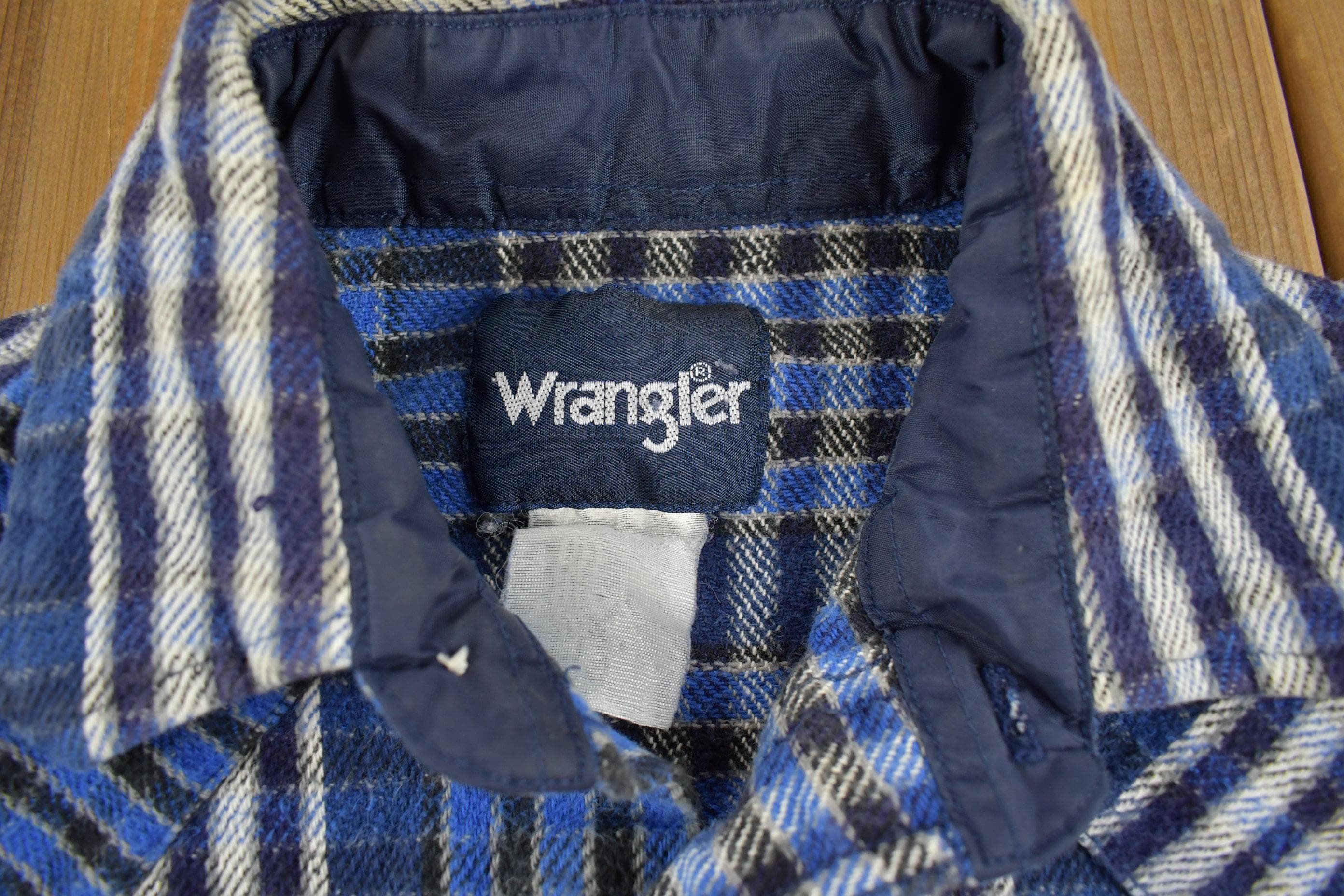 Vintage 1980s Wrangler Plaid Button Up Western Shirt Men's Medium - Image 4
