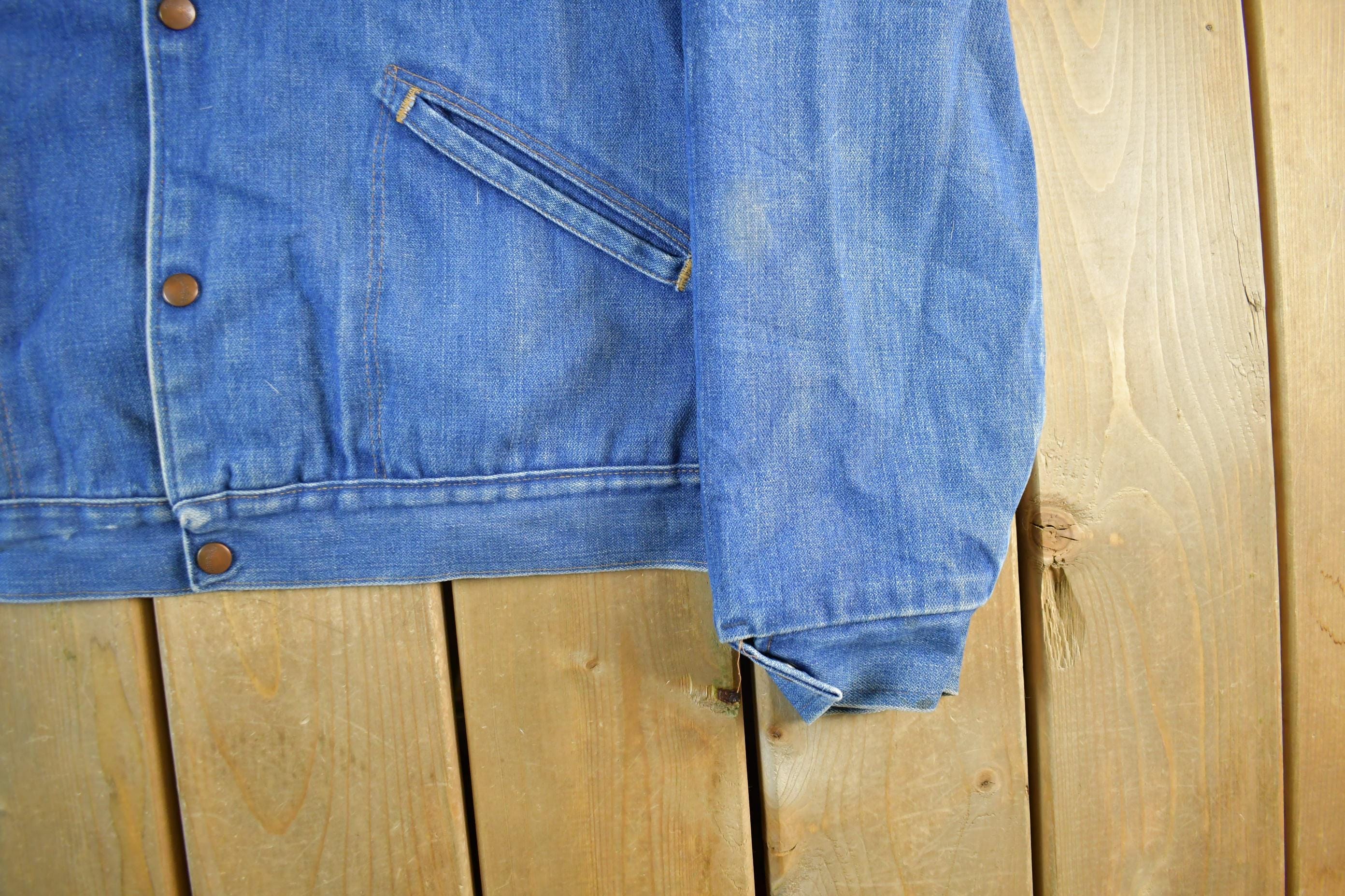 Vintage 1980s Wrangler Western Wear Blanket Lined Denim Jean Jacket Men's 44 Men's Medium - Image 3