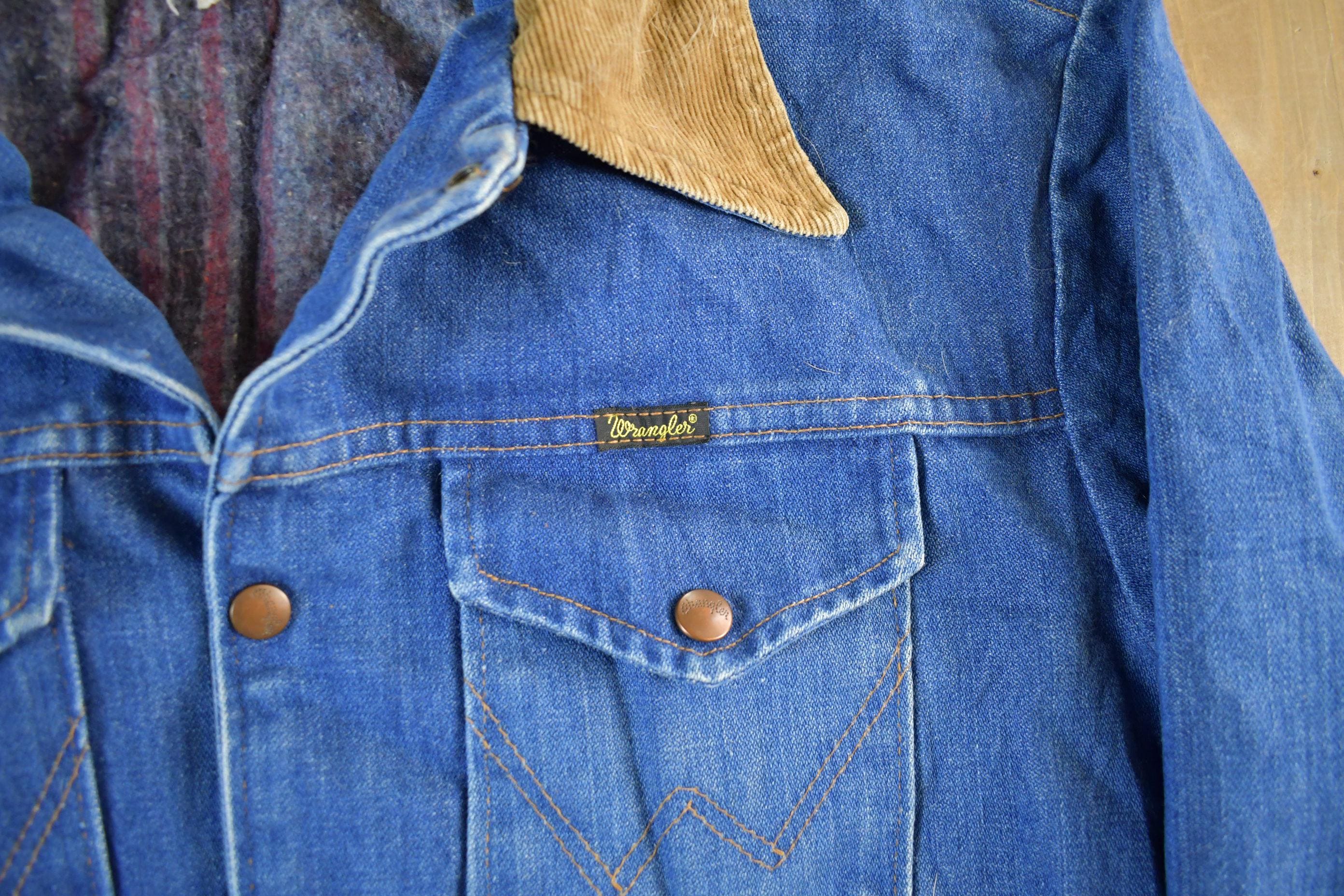 Vintage 1980s Wrangler Western Wear Blanket Lined Denim Jean Jacket Men's 44 Men's Medium - Image 4
