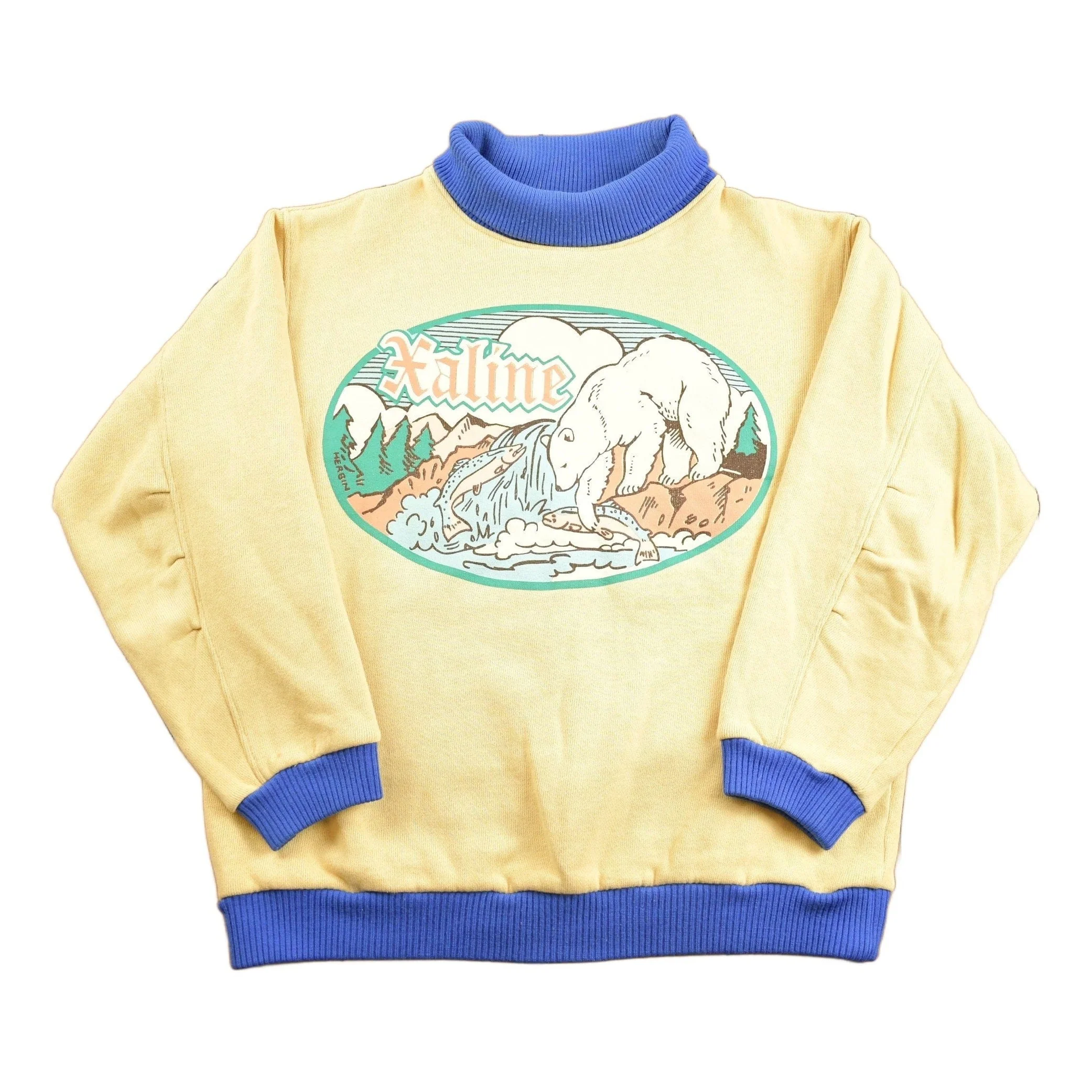 Vintage 1980s Xaline Polar Bear Fish Theme Turtleneck Men's Large