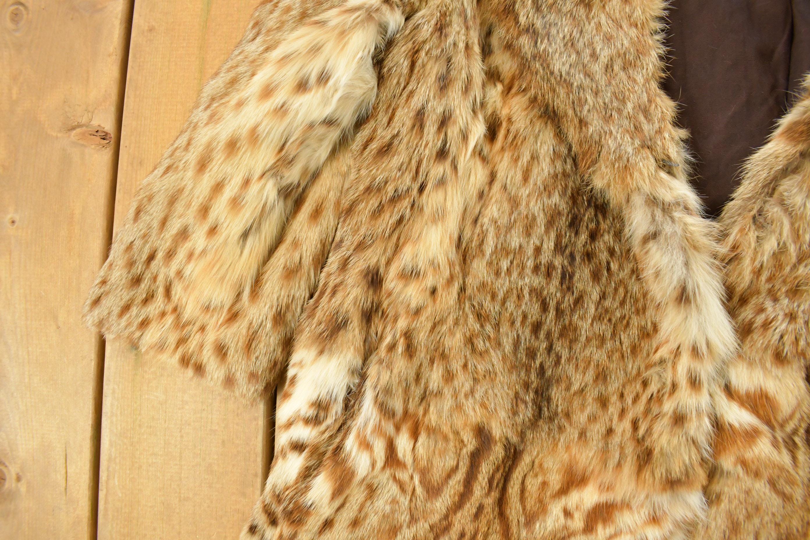 Vintage 1980s Yulan Lynx Fur Coat Women's Medium - Image 3