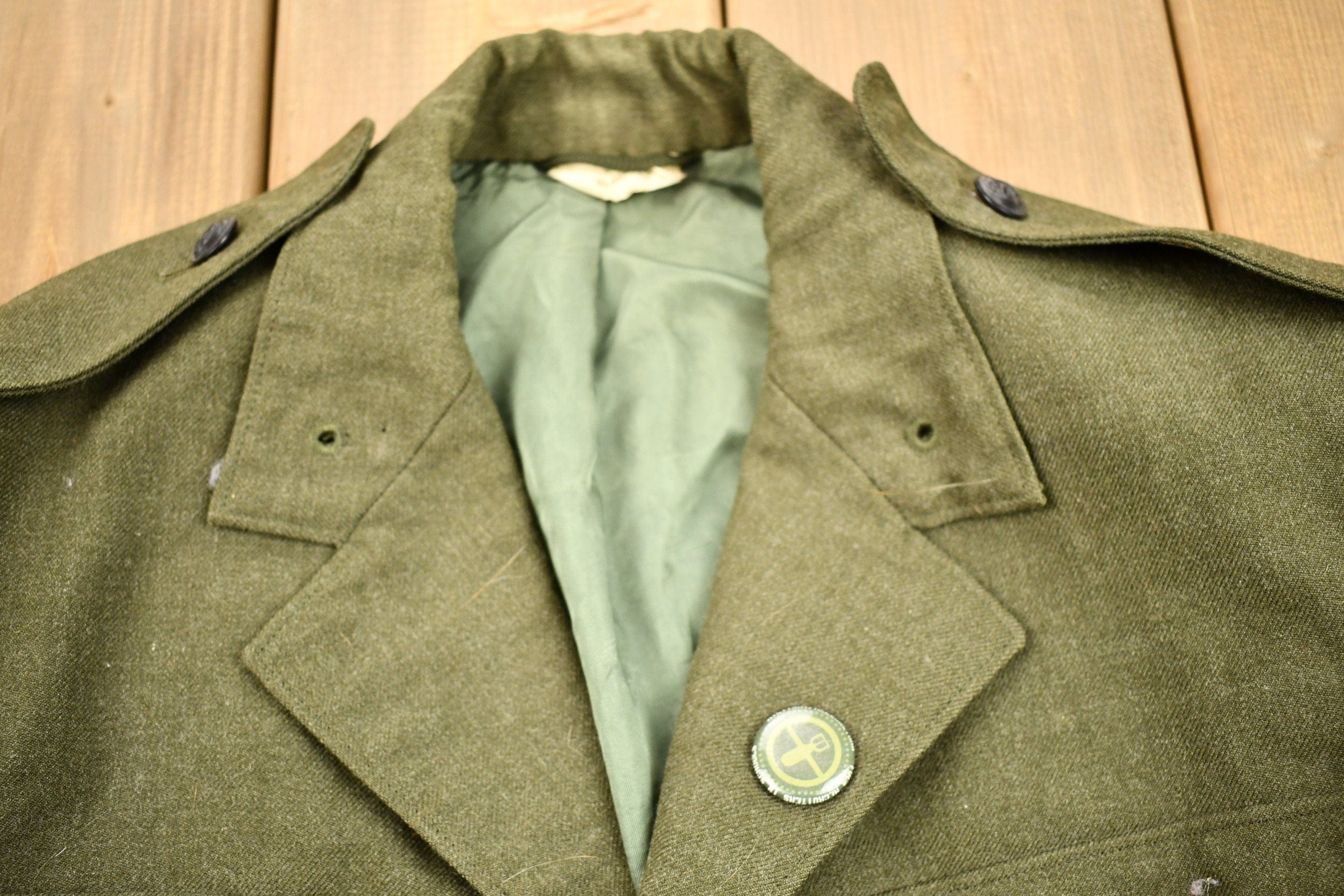 Vintage 1982 Army Military Button Up Blazer Jacket Men's Small - Image 5