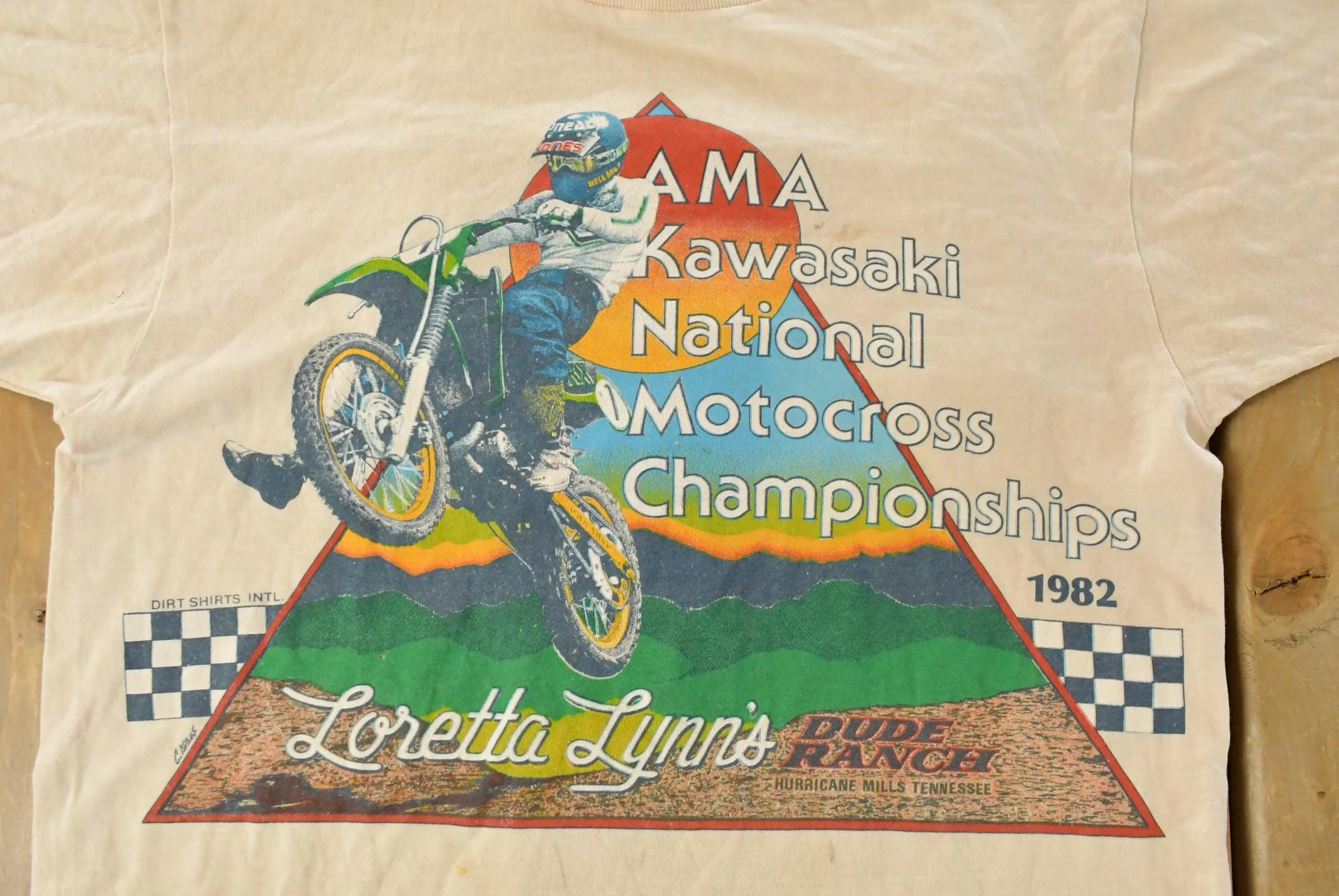 Vintage 1982 Kawasaki AMA Motocross Biker Racing Graphic T-Shirt Men's Medium - Image 3