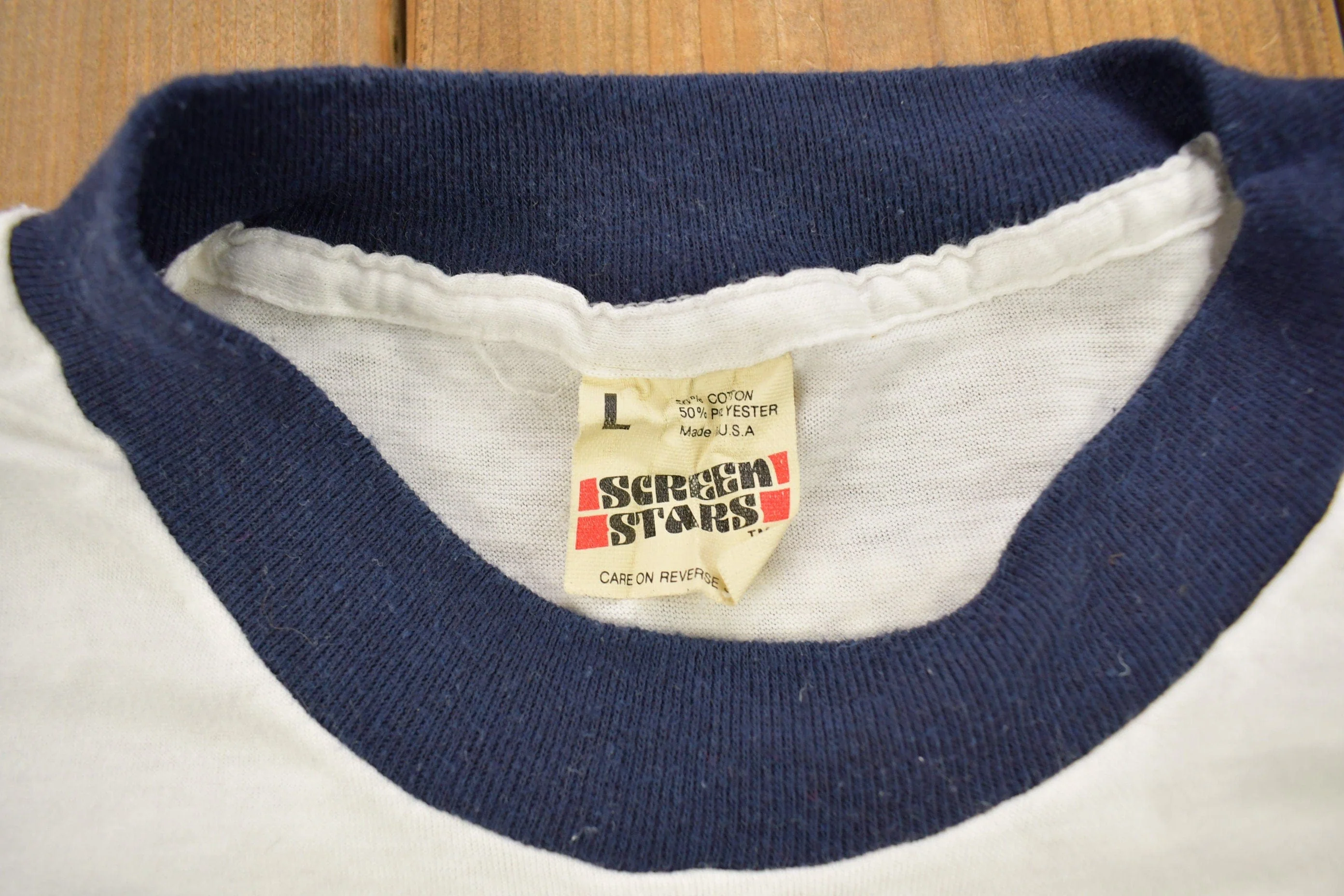Vintage 1982 Minnesota Voyageur Trail Ultra Souvenir Ringer T-Shirt Men's Medium - Image 4