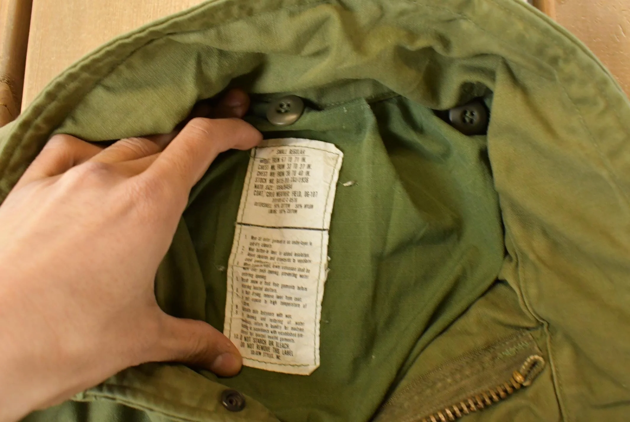 Vintage 1982 OG-107 Military Cold Weather Field Jacket Mens Small - Image 5