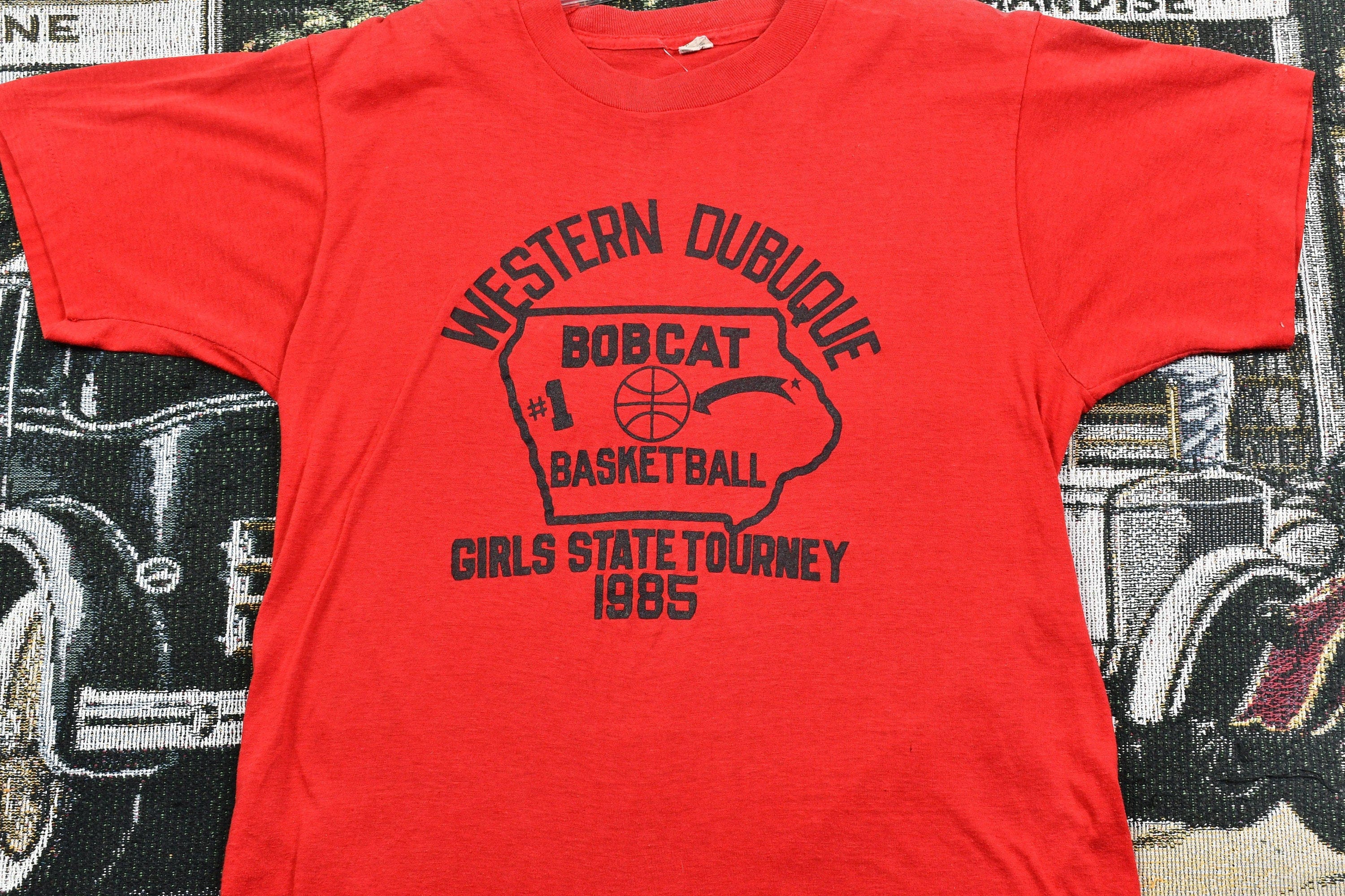 Vintage 1985 Western Dubuque Girls Bobcat Basketball Tourney Single Stitch T-Shirt Men's Large - Image 3