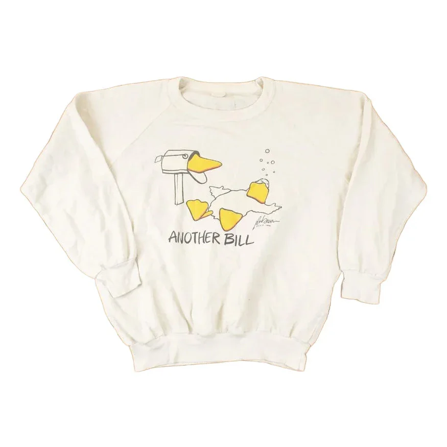 Vintage 1986 Another Bill Cartoon Duck Graphic Print Crewneck Sweatshirt Mens M