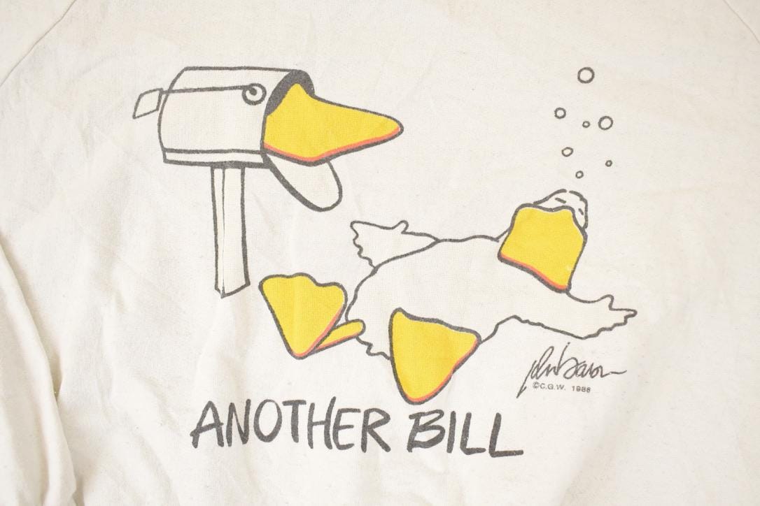 Vintage 1986 Another Bill Cartoon Duck Graphic Print Crewneck Sweatshirt Mens M - Image 3