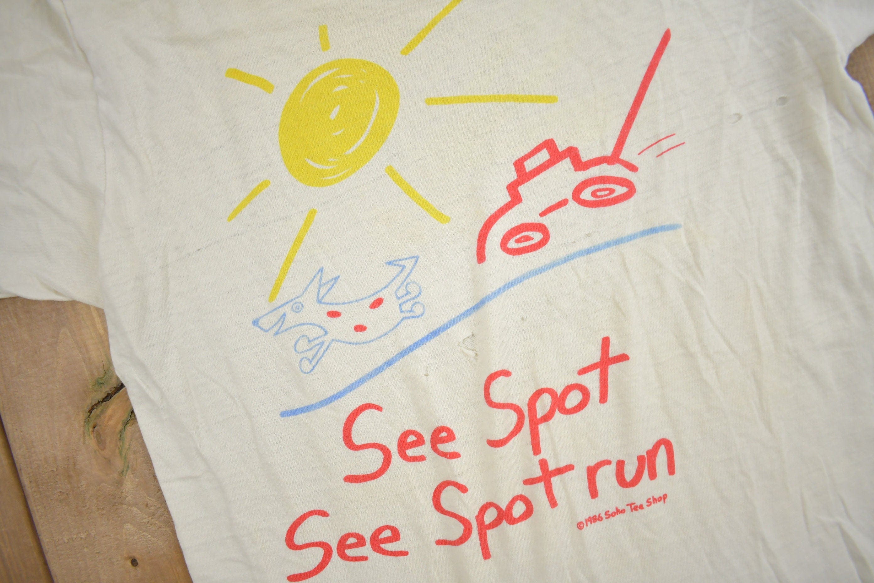 Vintage 1986See Spot See Spot Run Graphic T Shirt Men's Small - Image 3