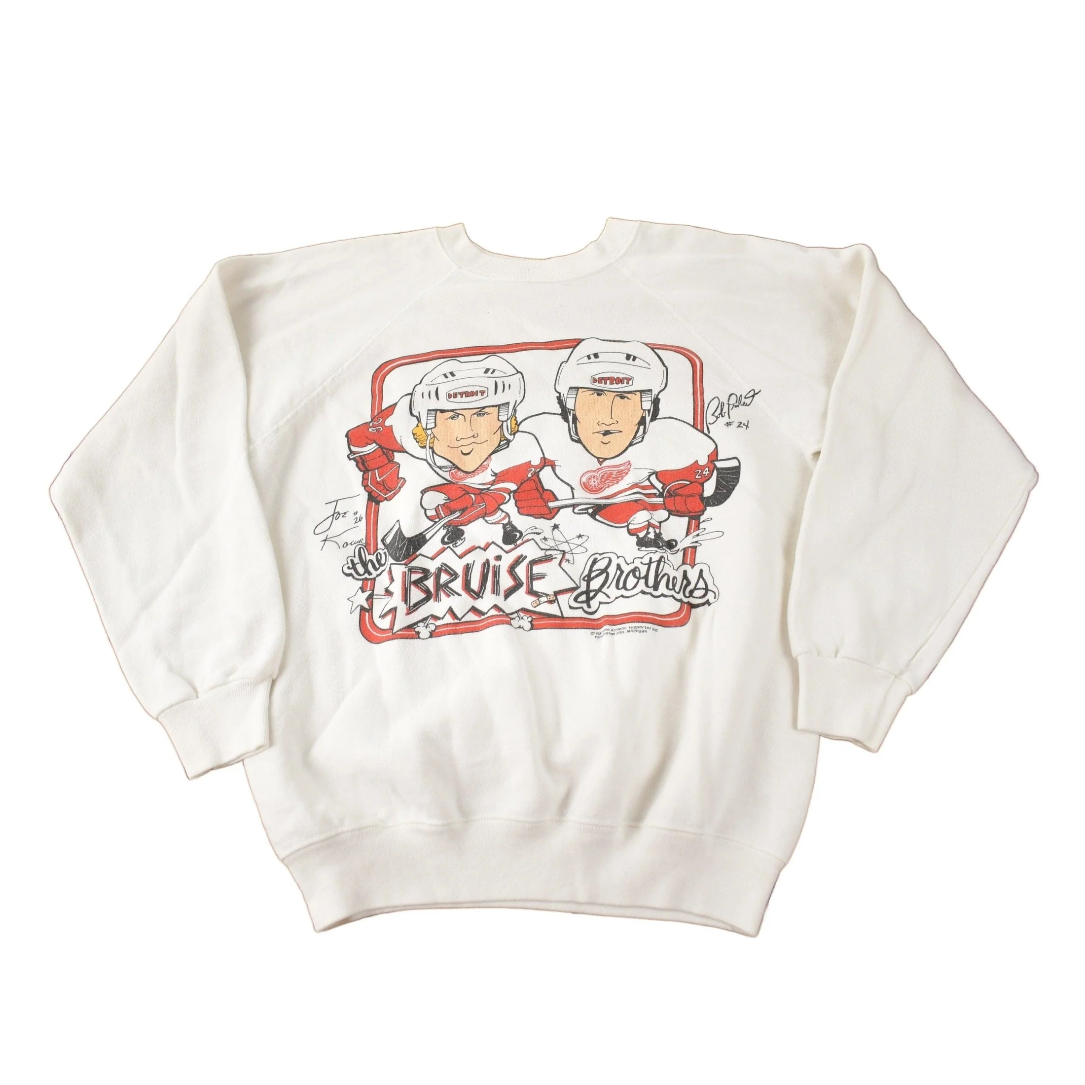 Vintage 1987 Detroit Red WIngs Bruise Brothers NHL Hockey Crewneck Sweatshirt Men's Small