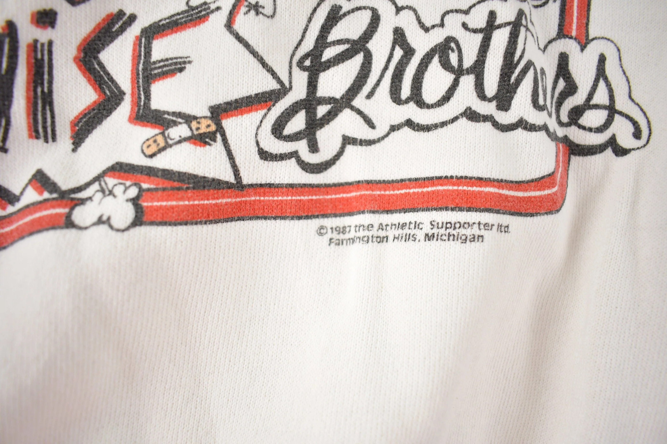 Vintage 1987 Detroit Red WIngs Bruise Brothers NHL Hockey Crewneck Sweatshirt Men's Small - Image 4