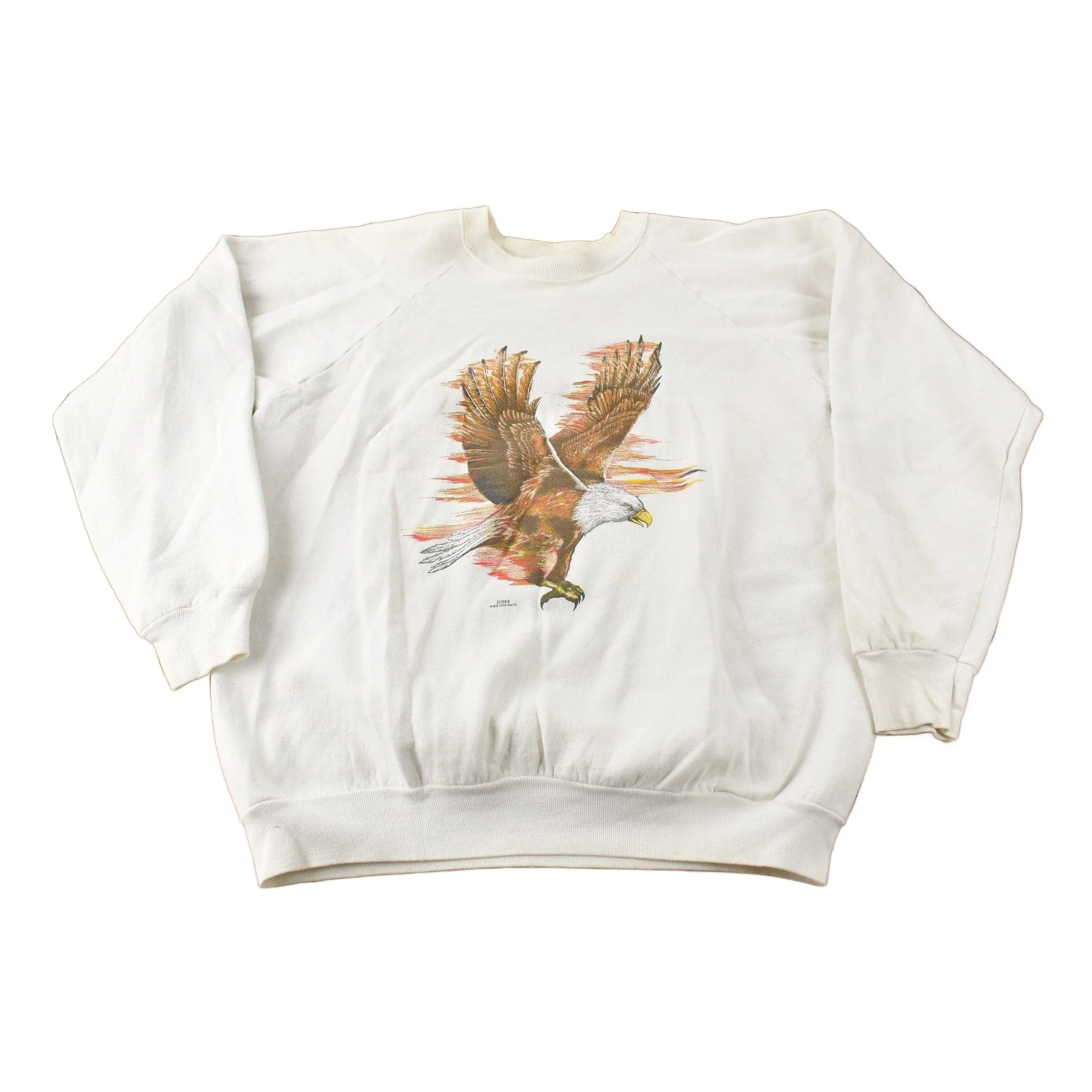 Vintage 1988 American Bald Eagle Graphic Crewneck Sweatshirt Men's Large