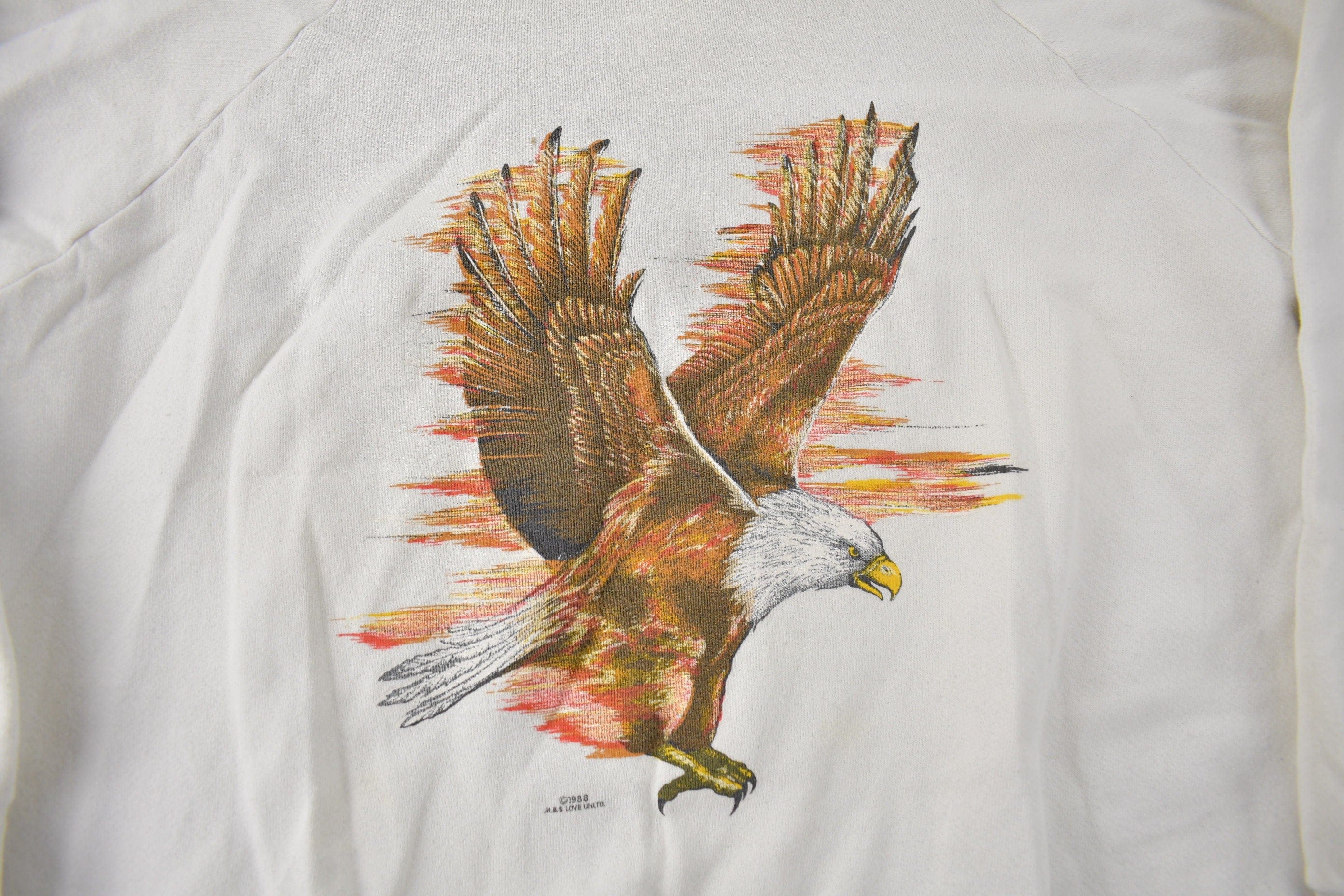 Vintage 1988 American Bald Eagle Graphic Crewneck Sweatshirt Men's Large - Image 3