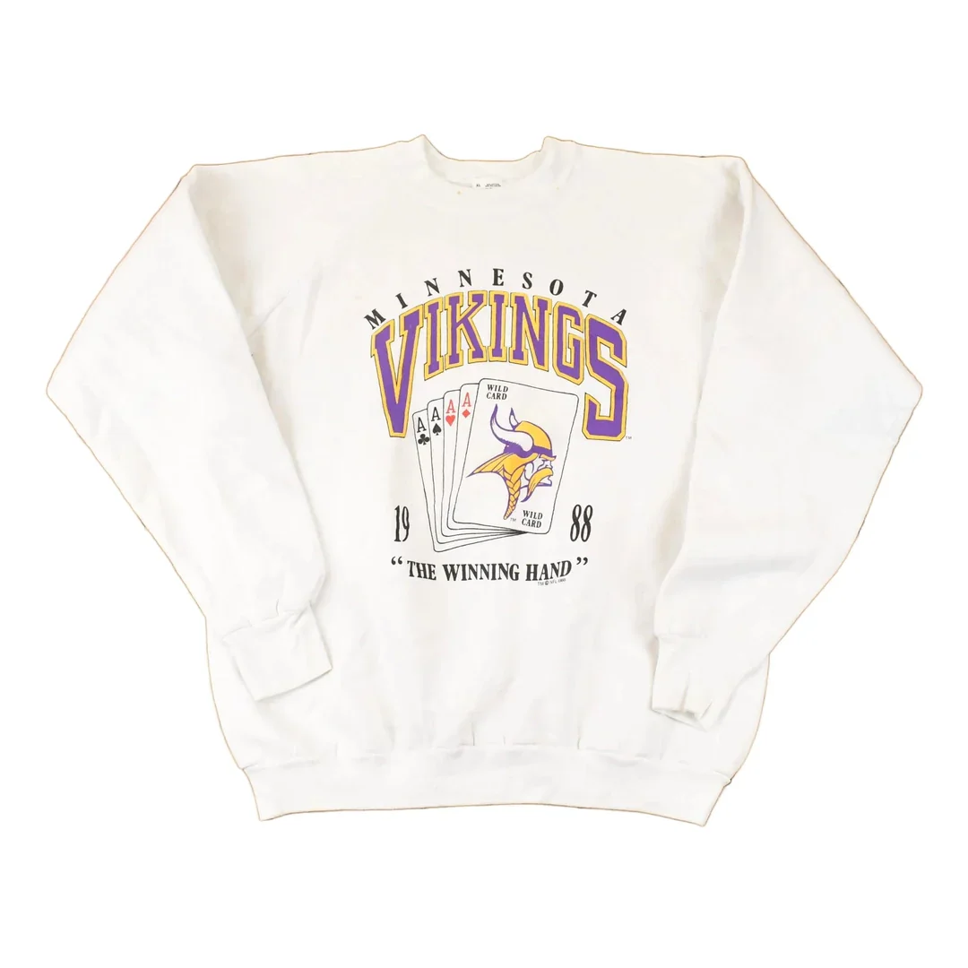 Vintage 1988 Minnesota Vikings Winning Hand NFL Crewneck Sweatshirt Men's L