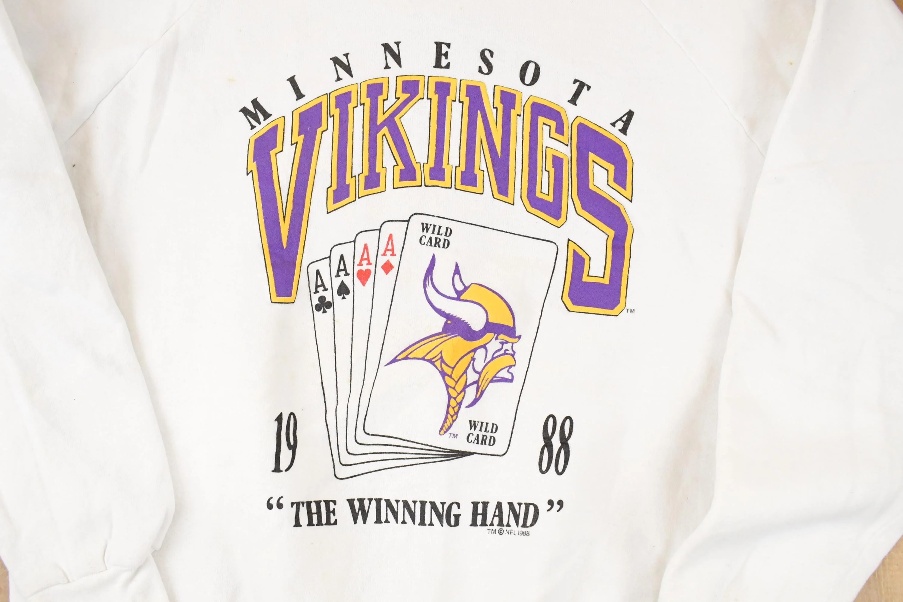 Vintage 1988 Minnesota Vikings Winning Hand NFL Crewneck Sweatshirt Men's L - Image 3