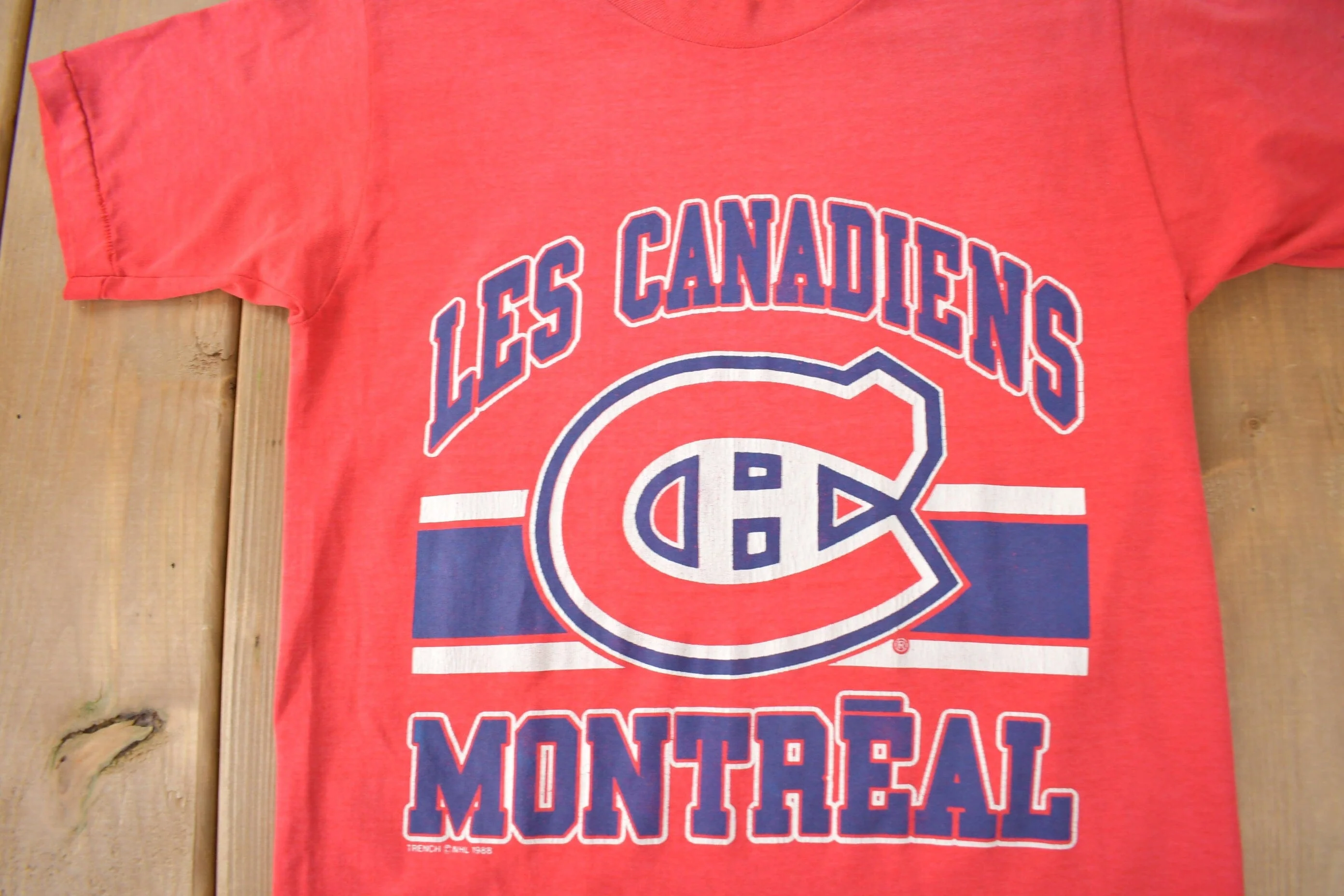 Vintage 1988 Montreal Canadiens NHL Hockey Graphic T-Shirt Men's S - Image 3