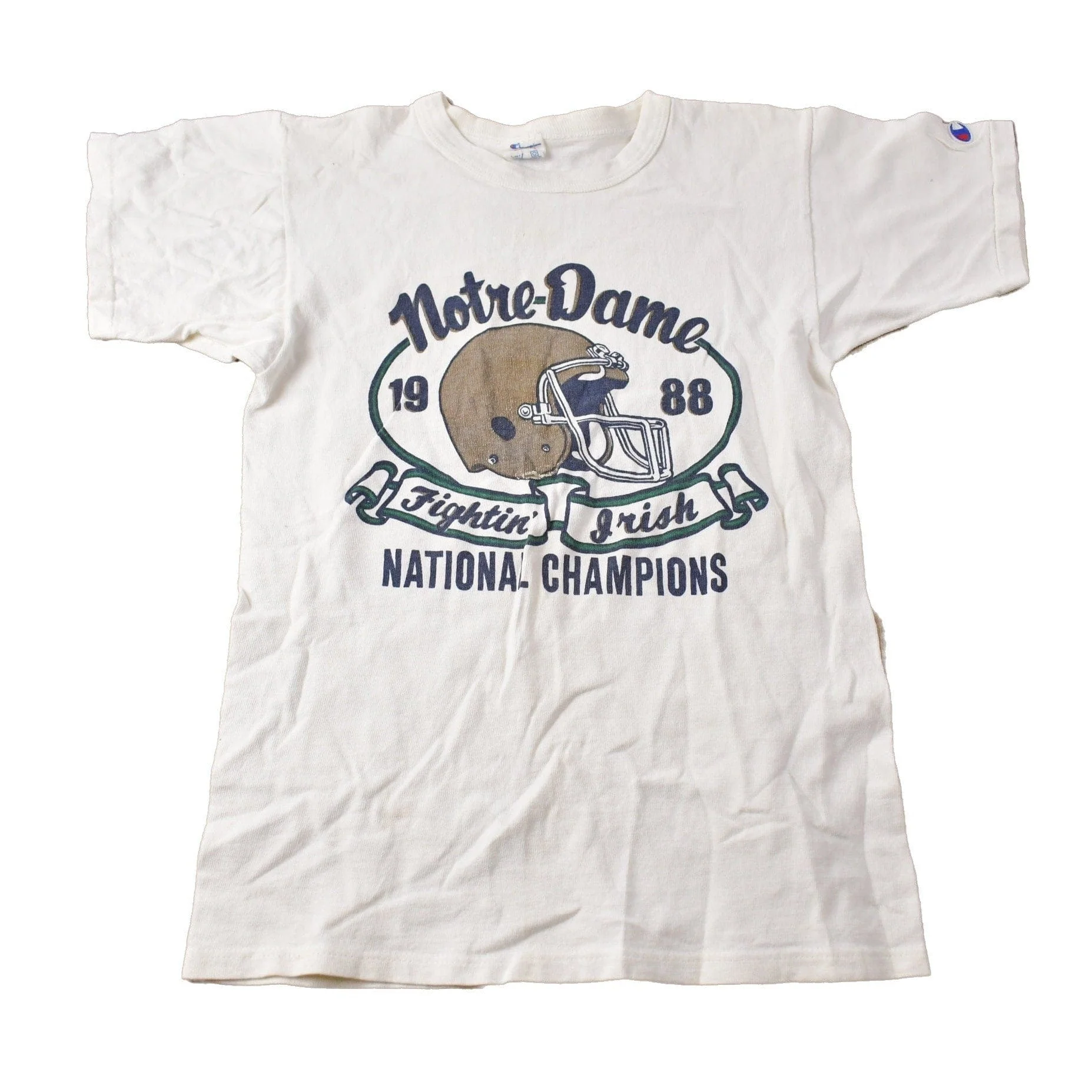 Vintage 1988 Notre Dame Fighting Irish Collegiate Champion Ringer T-Shirt Men's XS