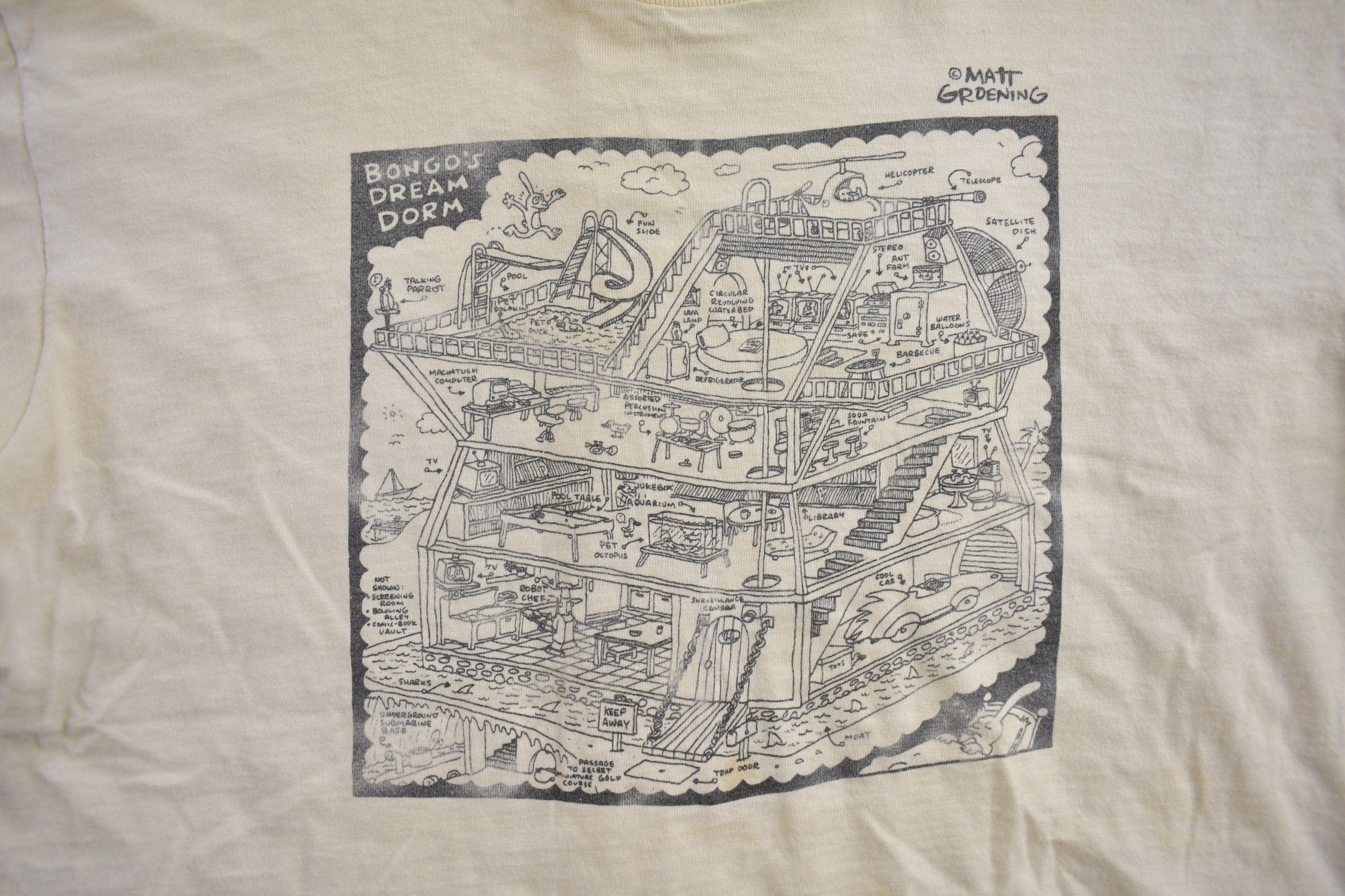 Vintage 1989 Bongo's Dream Dorm Mattt Groening Apple Graphic T-Shirt Men's Large - Image 3