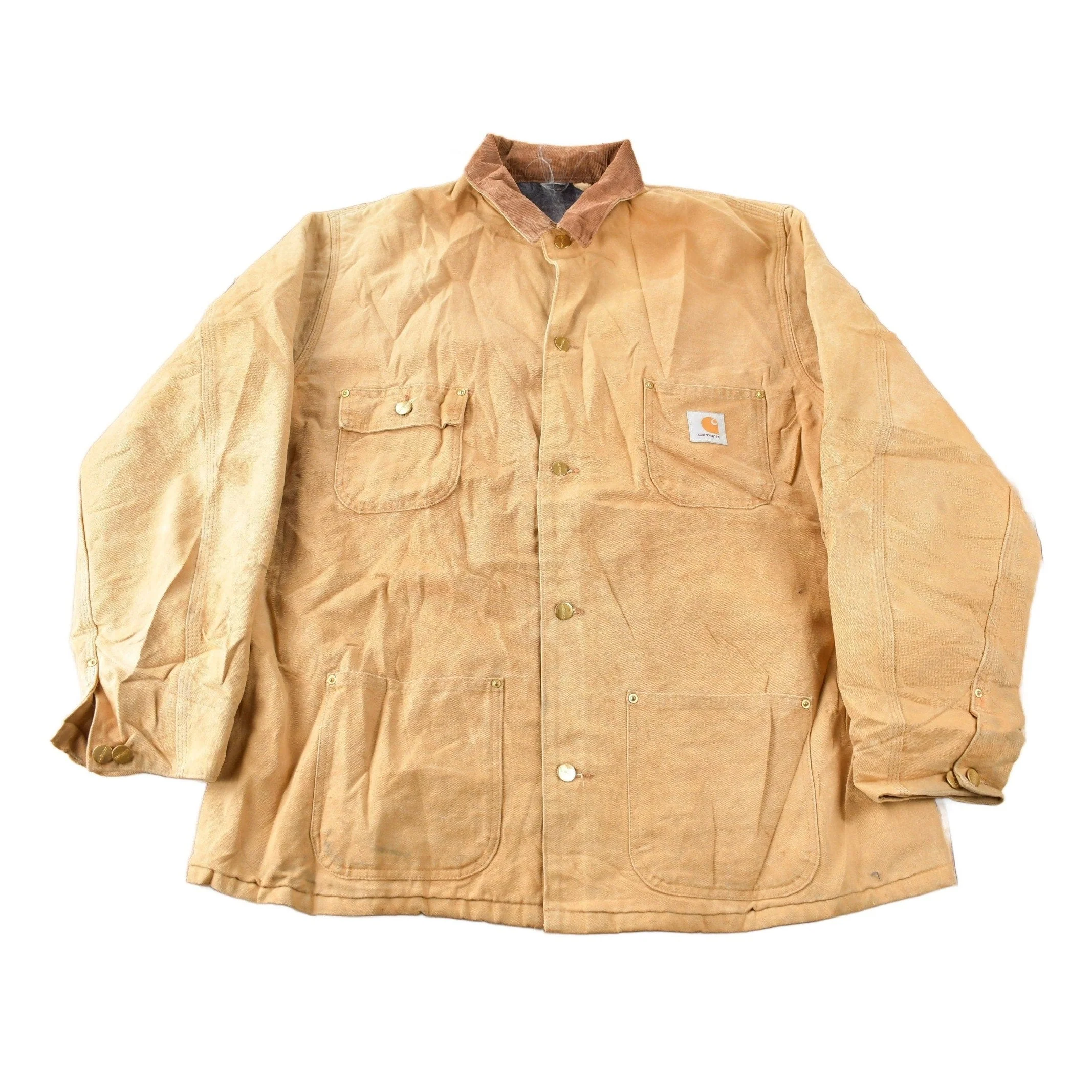Vintage 1989 Carhartt 100 Years Blanket Lined Button Up Chore Coat Men's Large