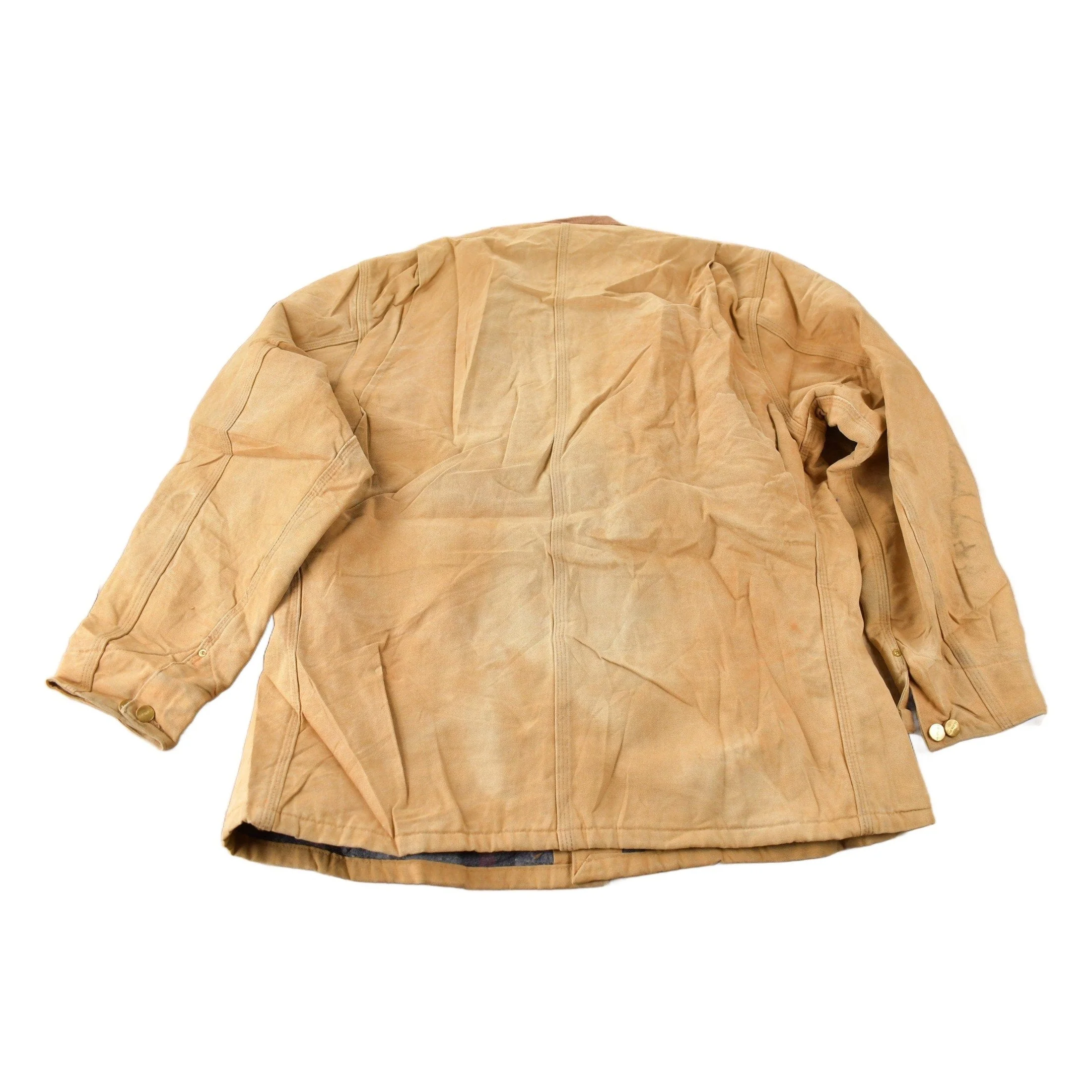 Vintage 1989 Carhartt 100 Years Blanket Lined Button Up Chore Coat Men's Large - Image 2