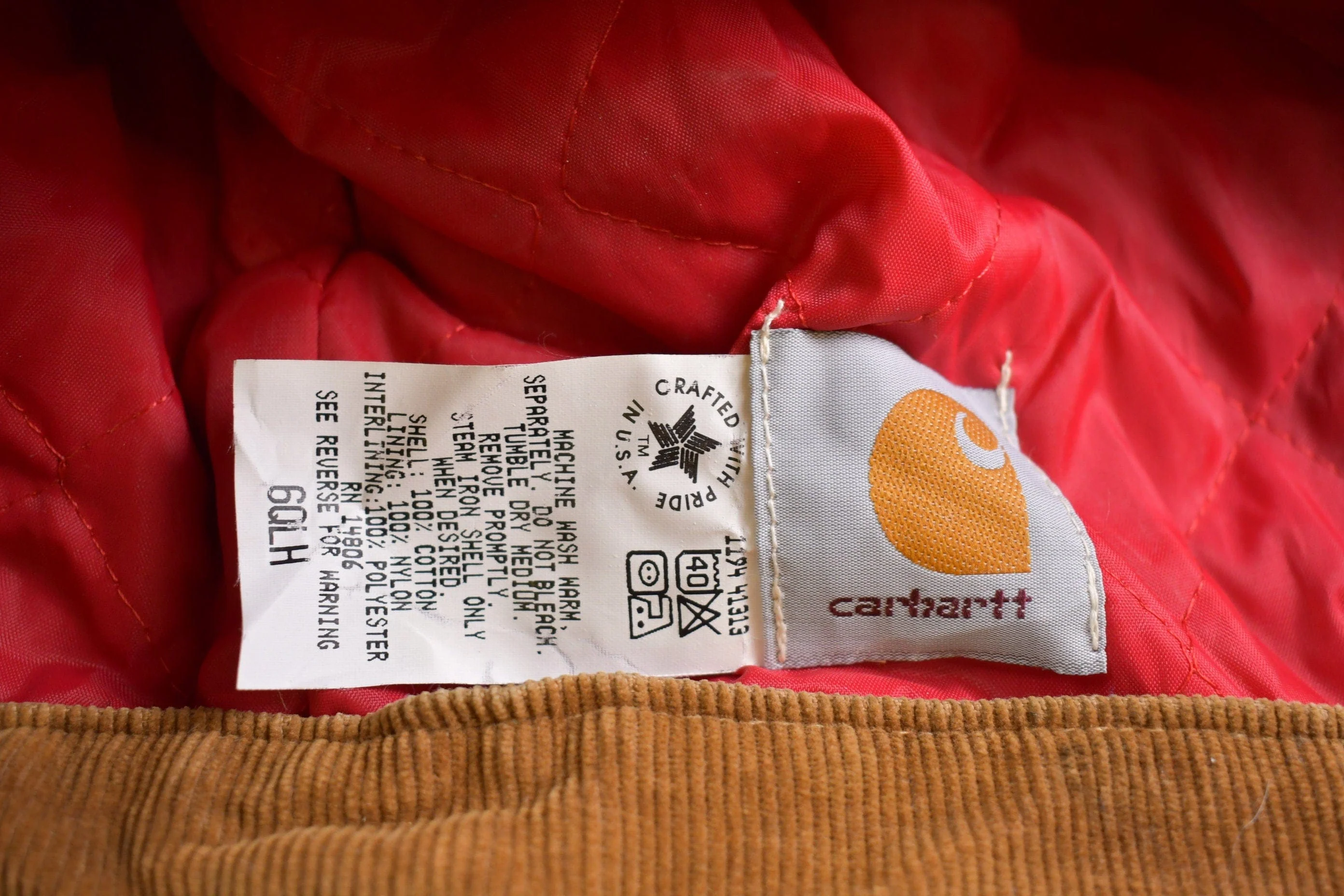 Vintage 1989 Carhartt 100 Years Red Quilt Lined Traditional Coat Hooded Men's 2XL - Image 5