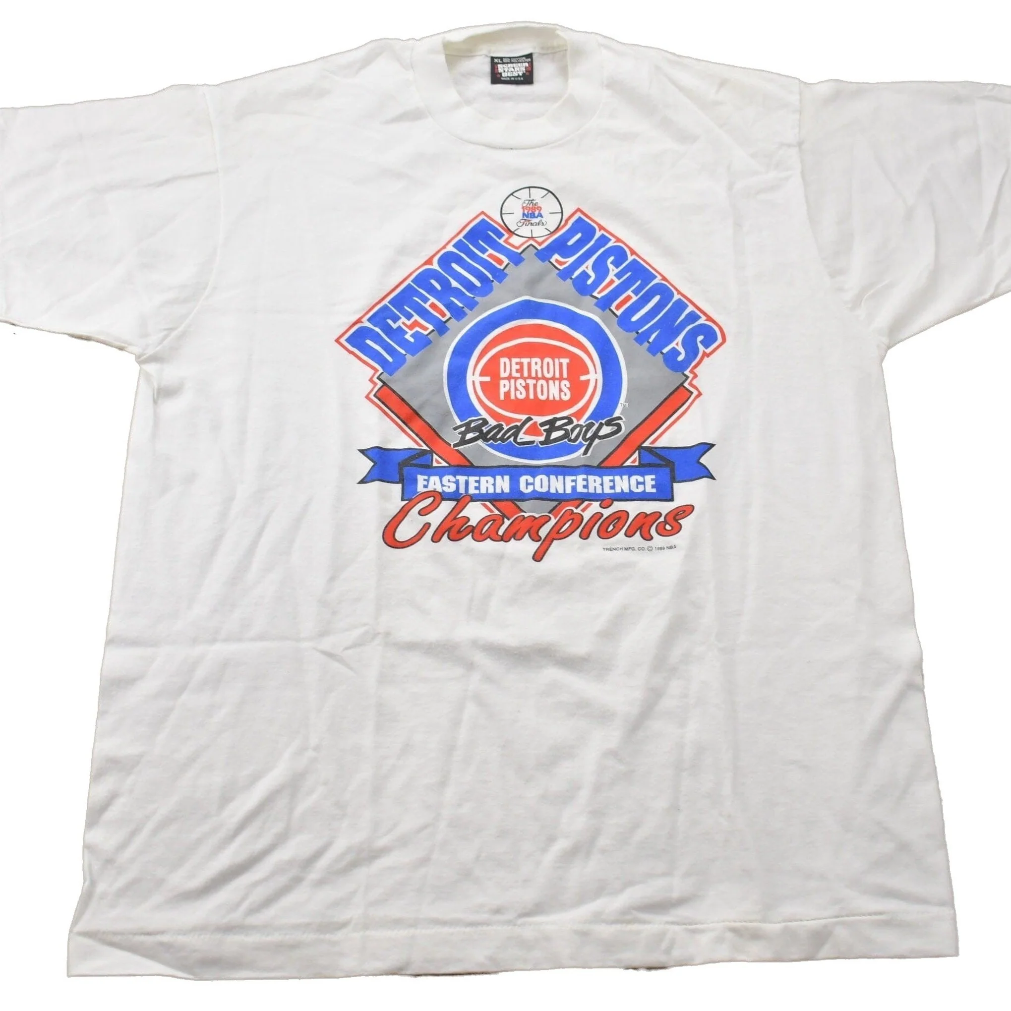 Vintage 1989 Detroit Pistons NBA Eastern Conference Champions Graphic T-Shirt Men's Large