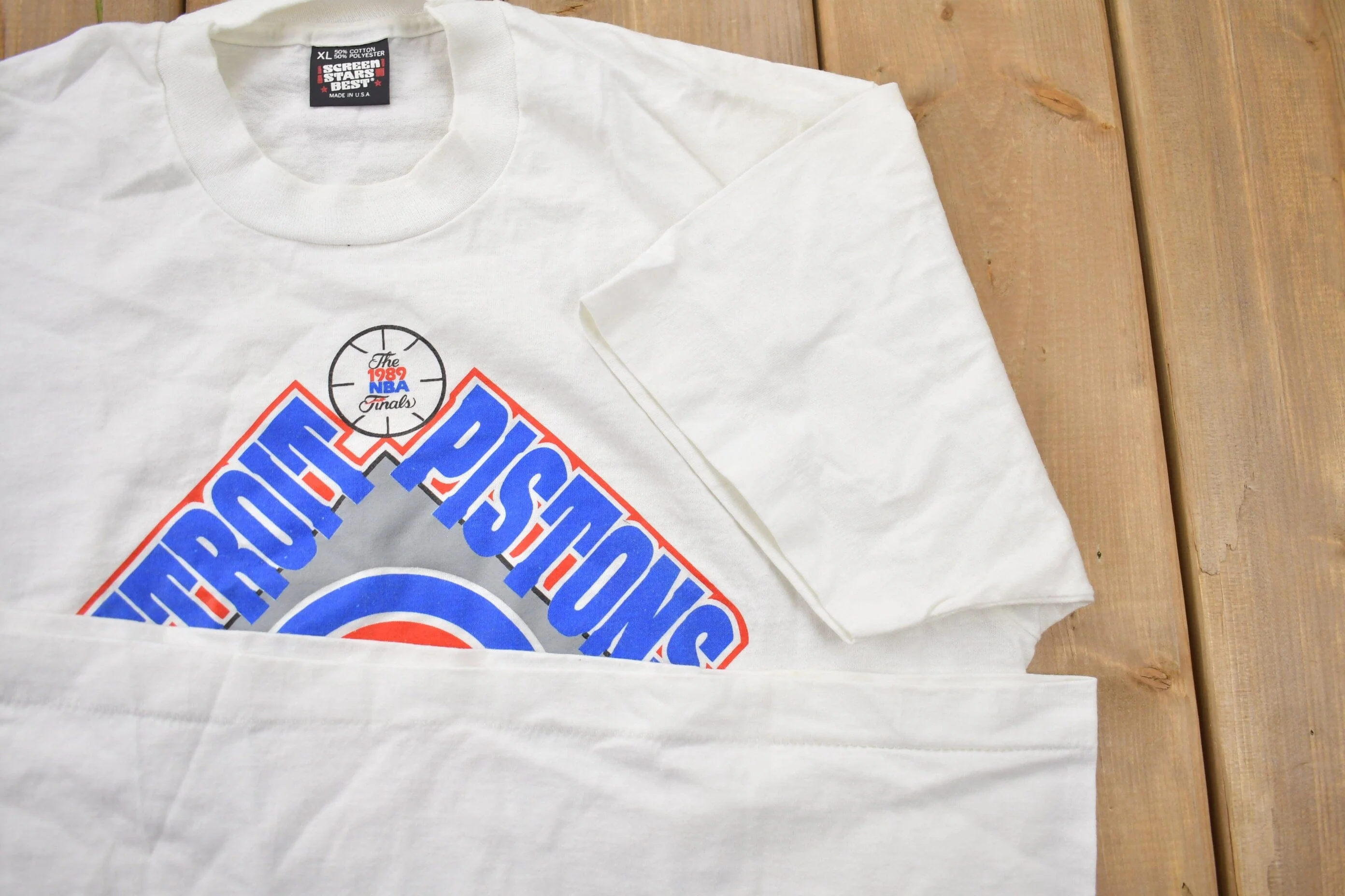 Vintage 1989 Detroit Pistons NBA Eastern Conference Champions Graphic T-Shirt Men's Large - Image 5