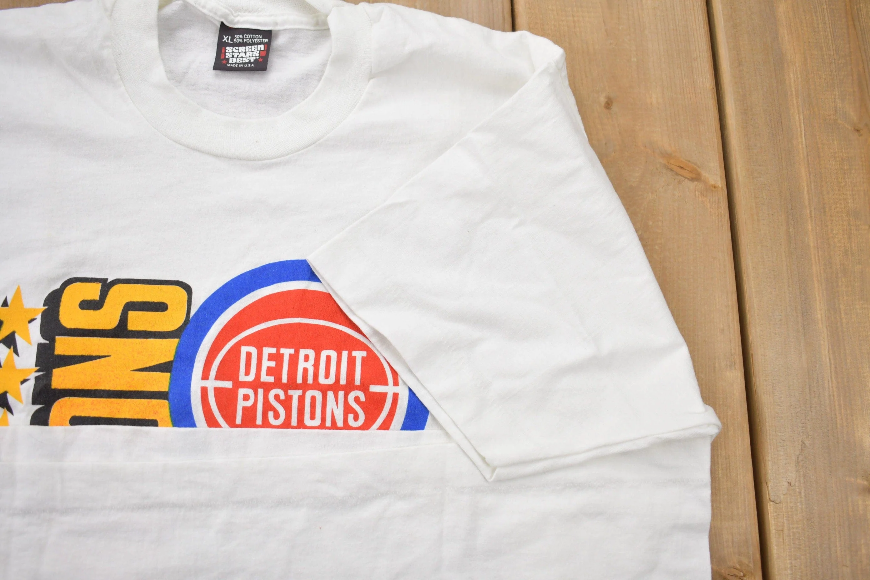 Vintage 1989 Detroit Pistons NBA World Champions Graphic T-Shirt Men's Large - Image 4