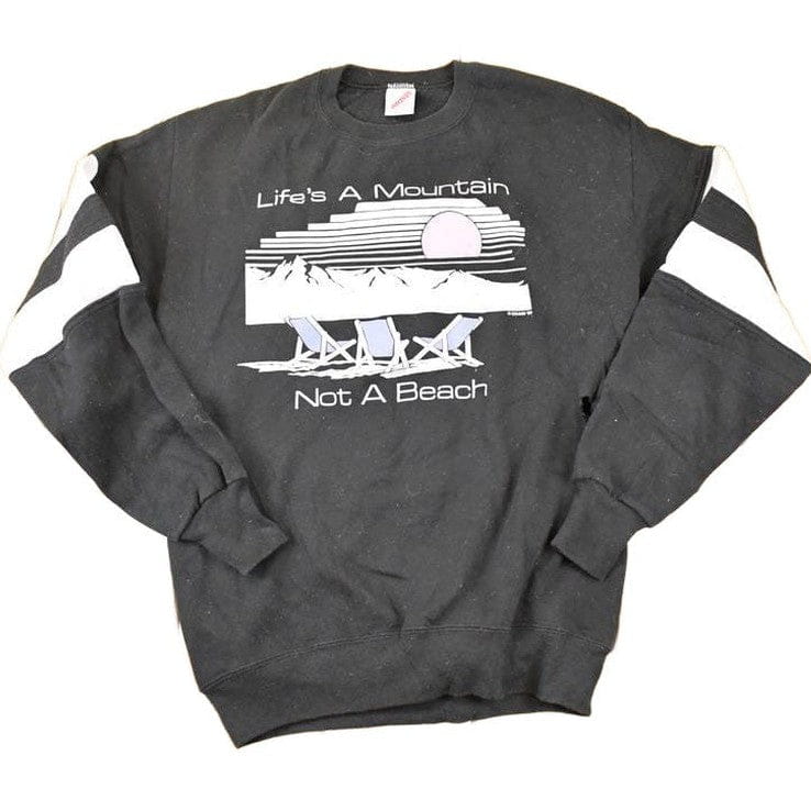 Vintage 1989 Life's A Mountain Not A Beach Graphic Print Crewneck Sweatshirt Men's M