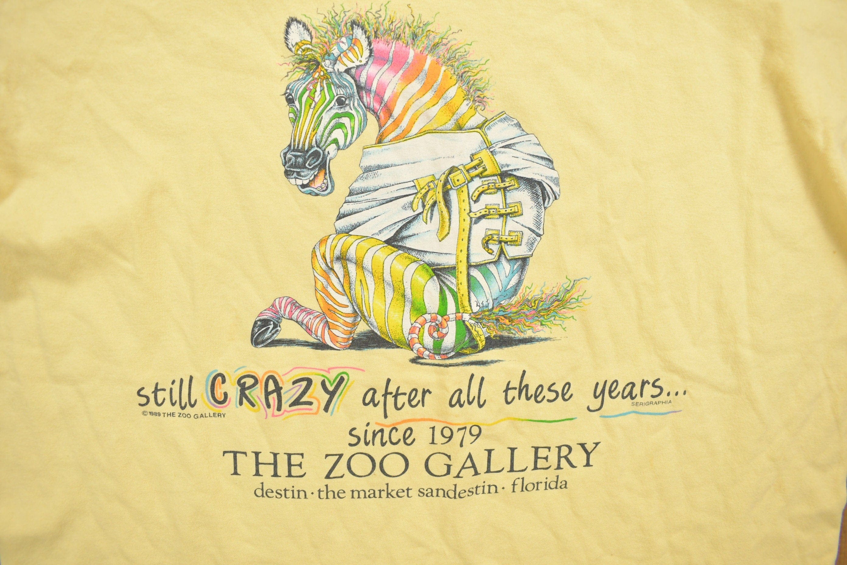 Vintage 1989 Zoo Gallery Zebra Florida T-Shirt Men's Large - Image 3