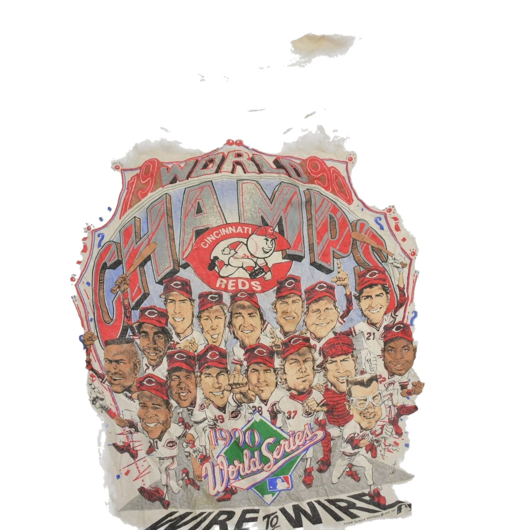 Vintage 1990 Cincinnati Reds Big Head World Series MLB Graphic T-Shirt Men's Medium - Image 2