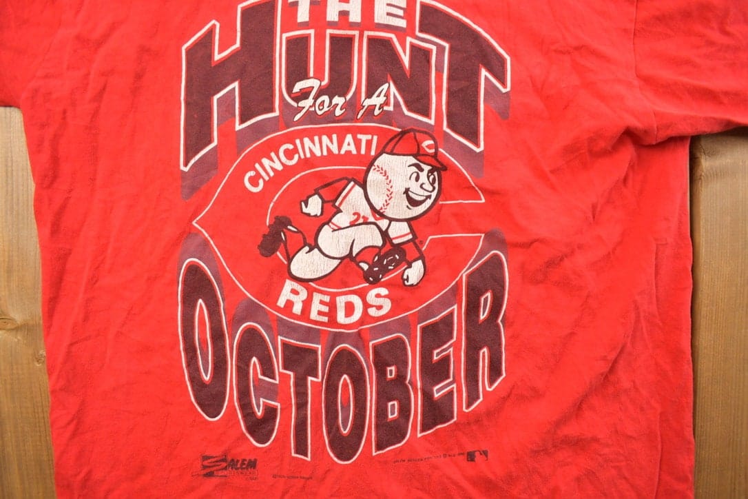 Vintage 1990 Cincinnati Reds The Hunt For October MLB Graphic T-Shirt Men's Medium - Image 3