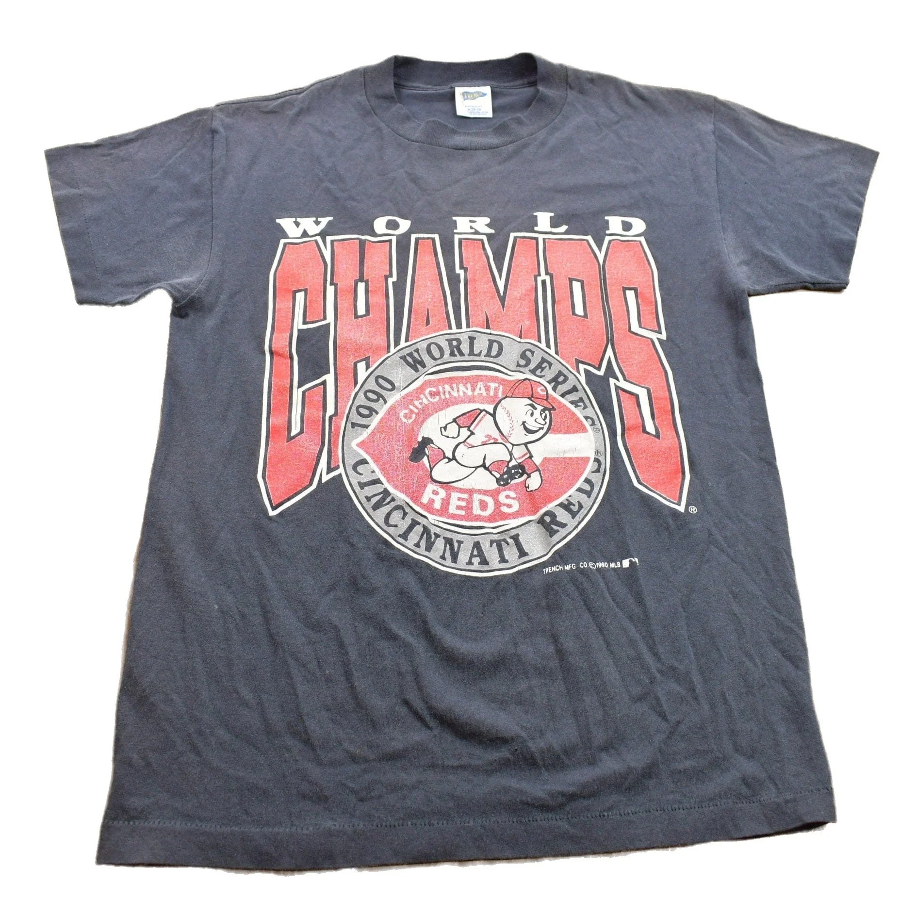 Vintage 1990 Cincinnati Reds World Champions World Series Graphic T Shirt Men's Medium